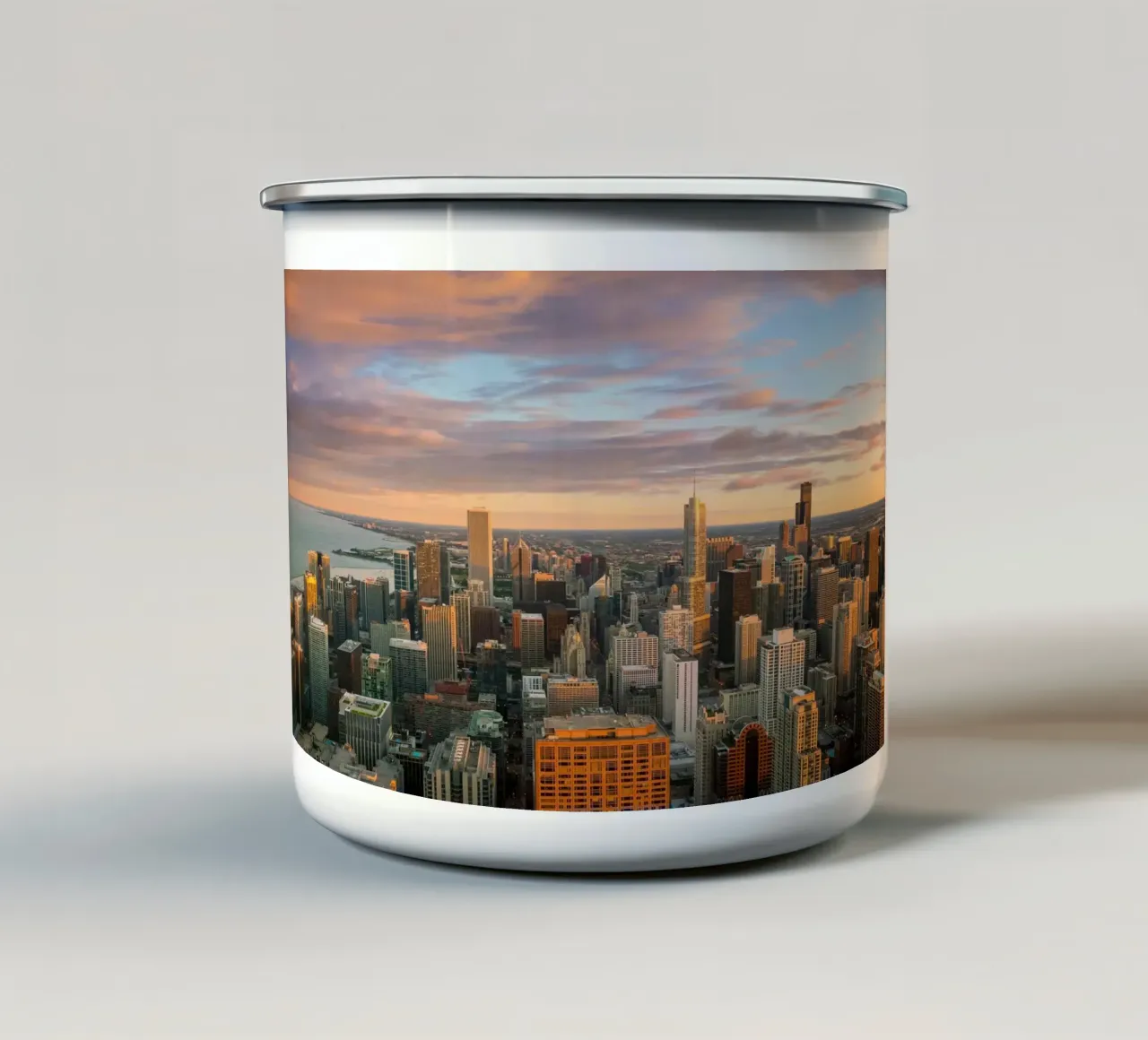 Tramonto sul Loop, Chicago, USA tazza in smalto da Wanderlust Vibes
