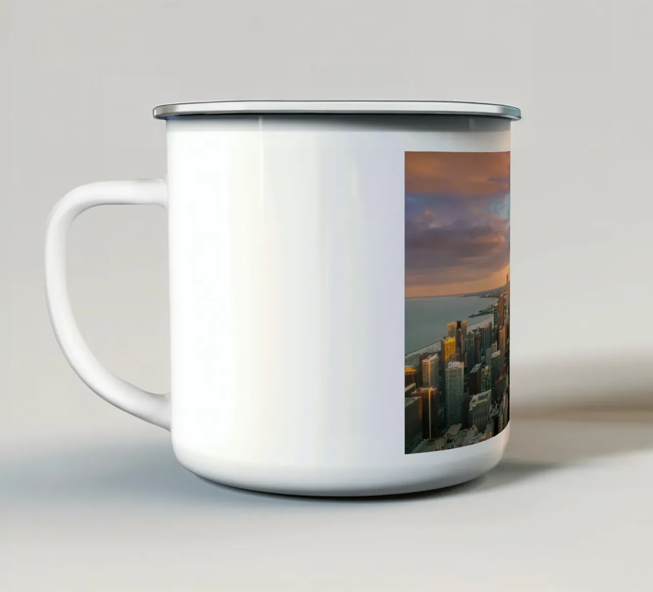 Tramonto sul Loop, Chicago, USA tazza in smalto da Wanderlust Vibes