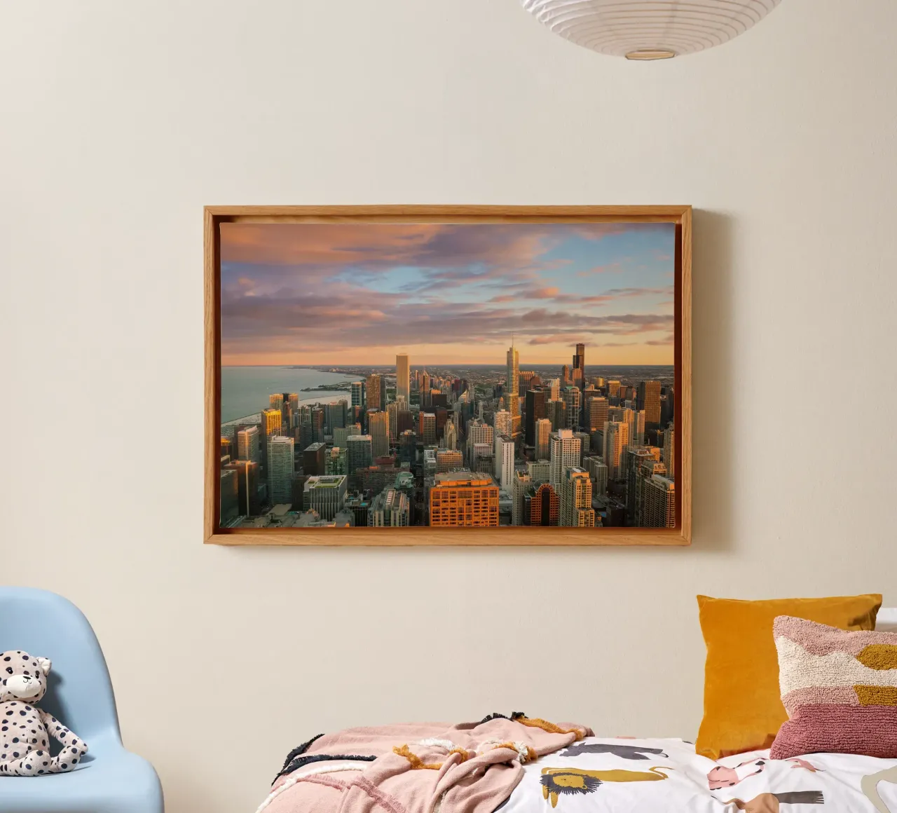 Zonsondergang boven de Loop, Chicago, VS canvas van Wanderlust Vibes