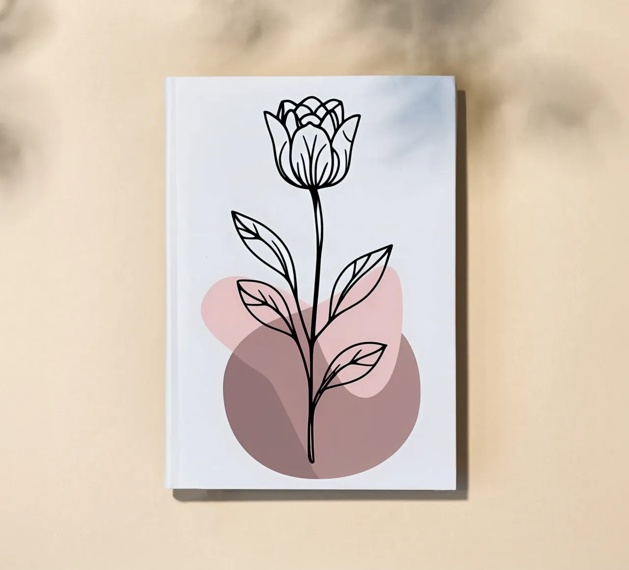 Minimalist Line Art Tulip with Abstract Geometric Shapes notebook by Bloom And Brush