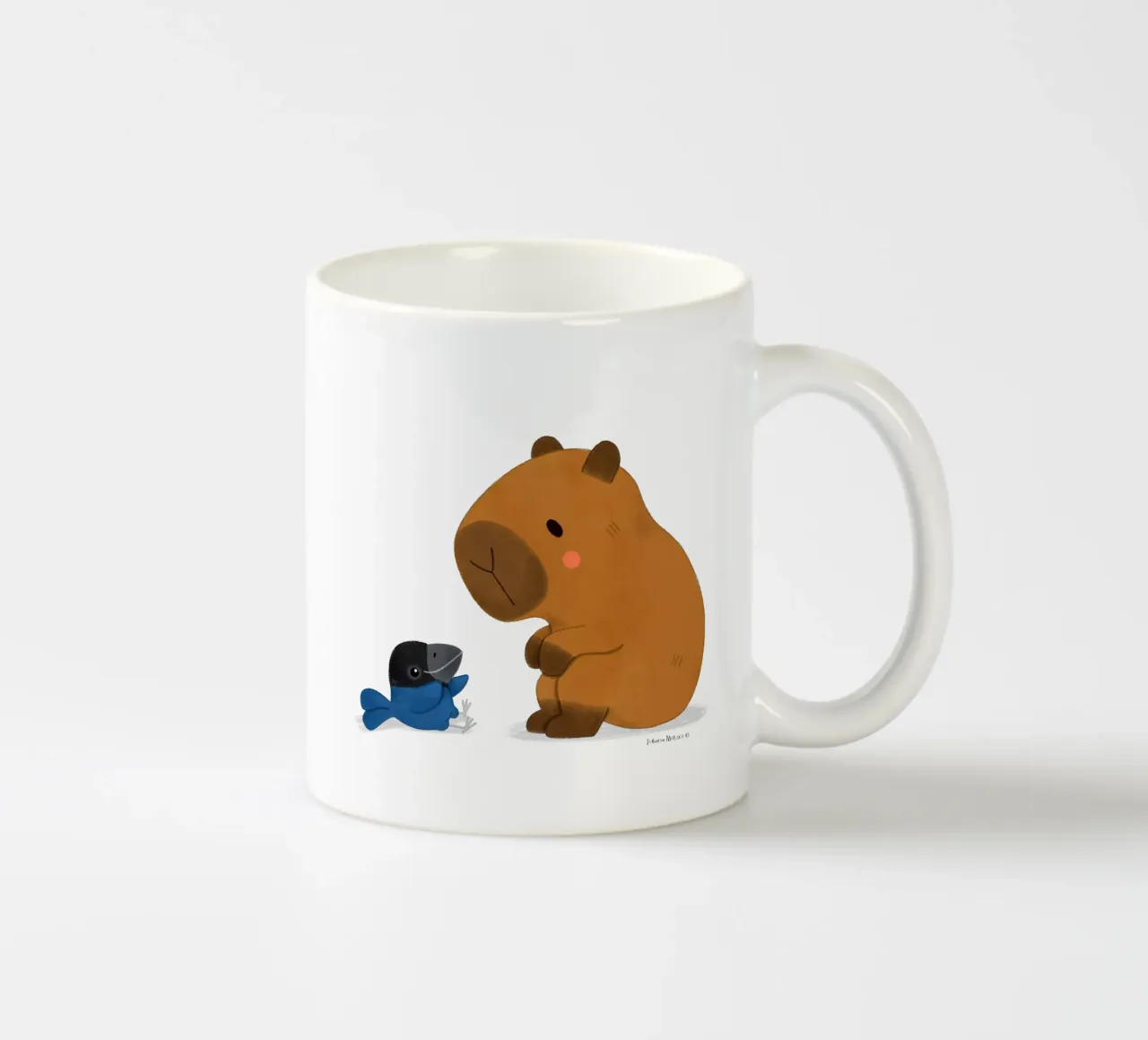 Capibara e uccelli che parlano tazza in ceramica da julianamotzko