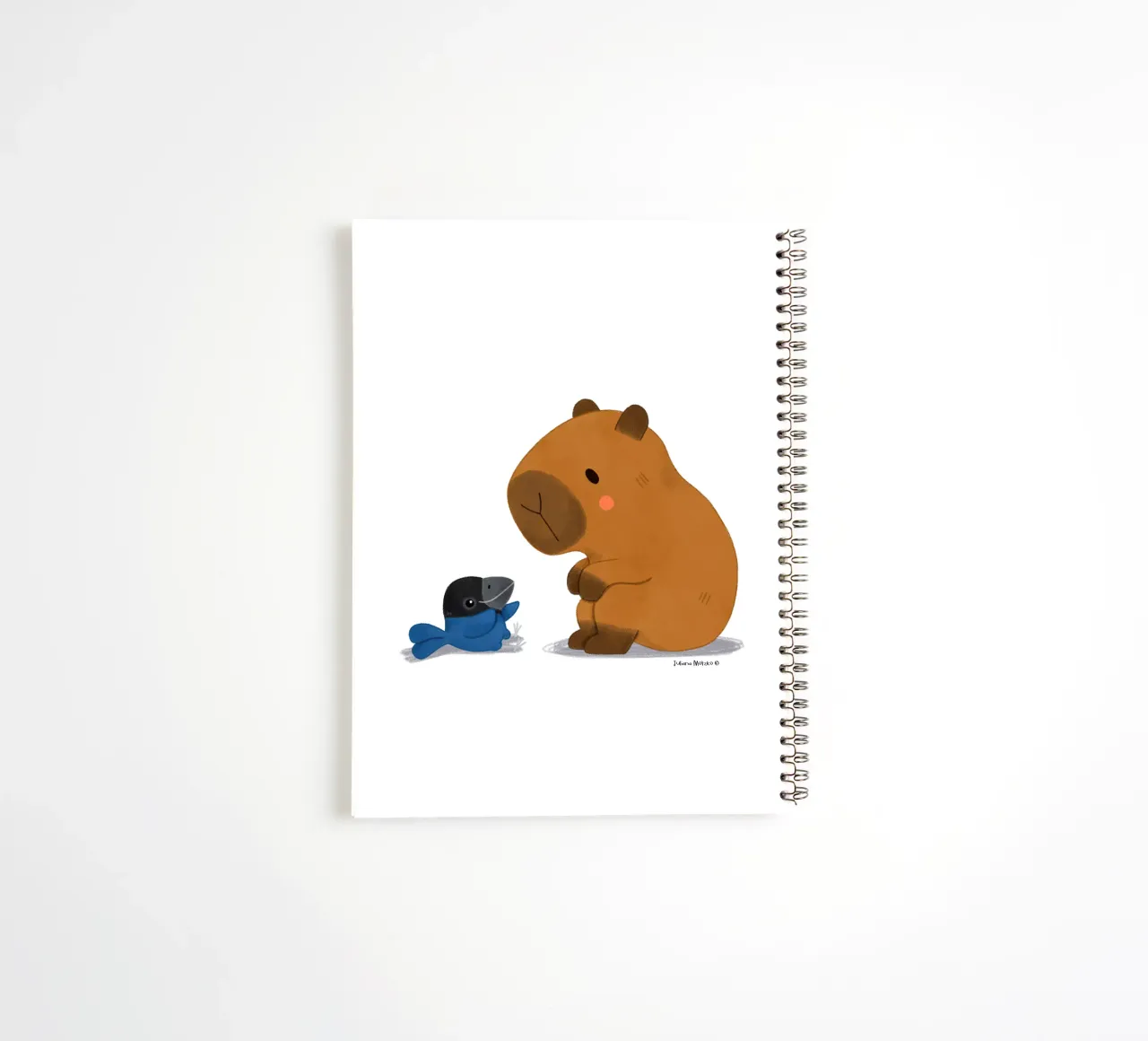Capybara and Bird talking spiral notebook by julianamotzko