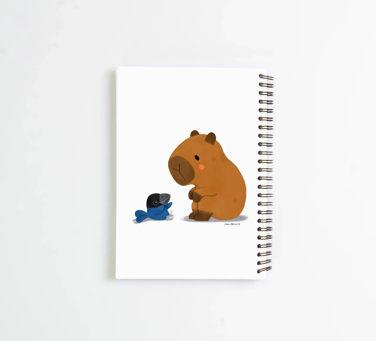 Capybara and Bird talking spiral notebook by julianamotzko