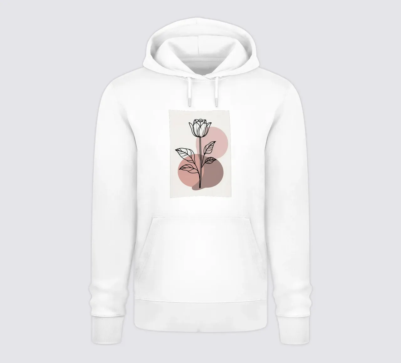 Tulipano minimalista in line art con forme geometriche astratte felpa con cappuccio da Bloom And Brush