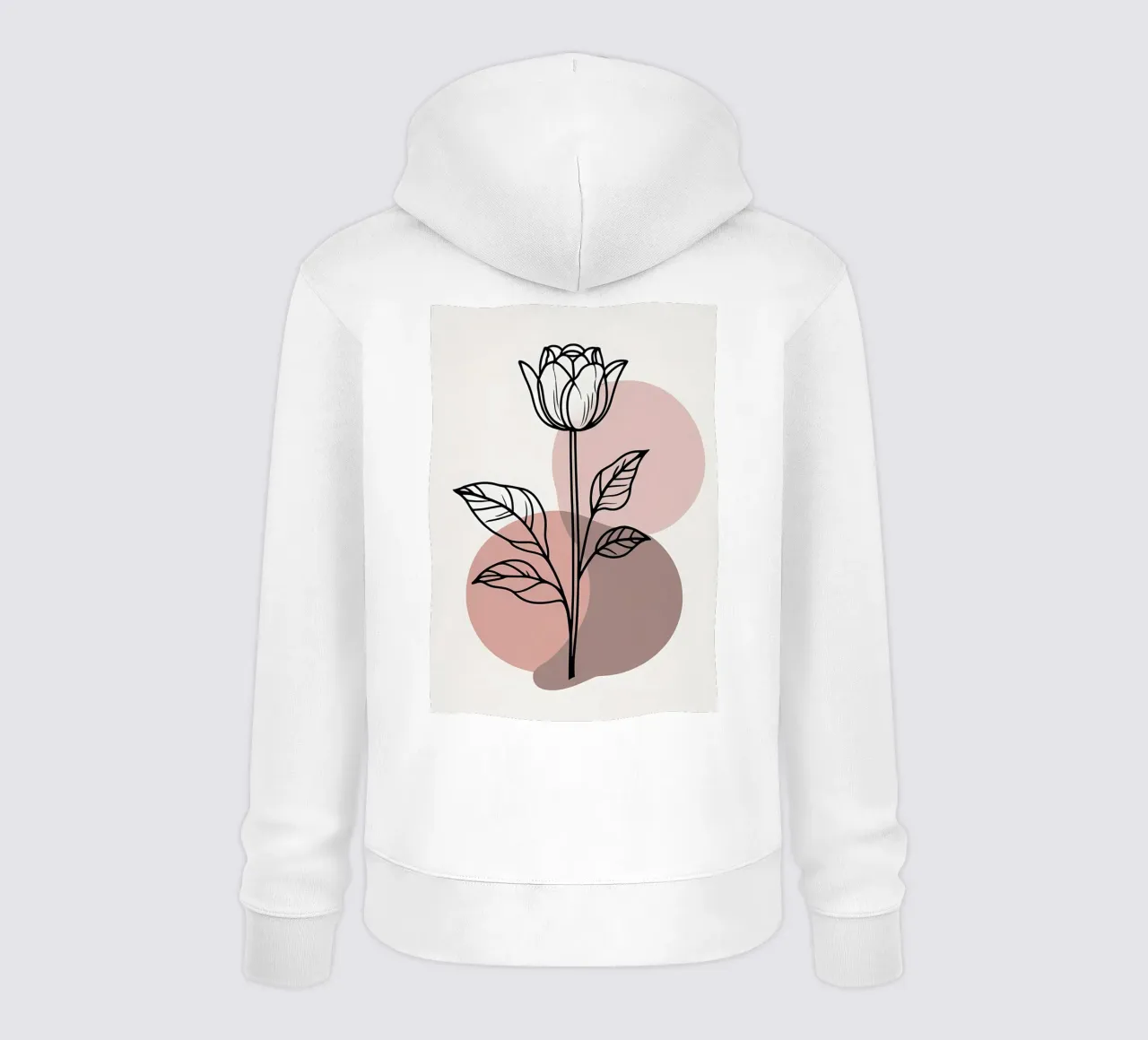 Tulipano minimalista in line art con forme geometriche astratte felpa con cappuccio da Bloom And Brush