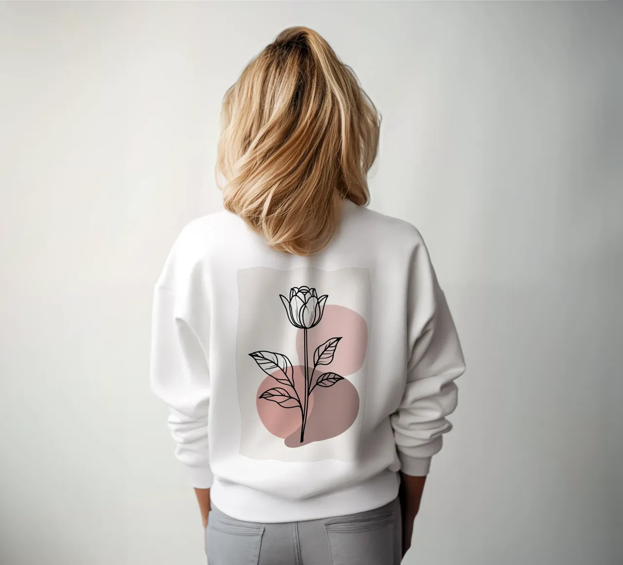 Minimalist Line Art Tulip with Abstract Geometric Shapes sweatshirt by Bloom And Brush