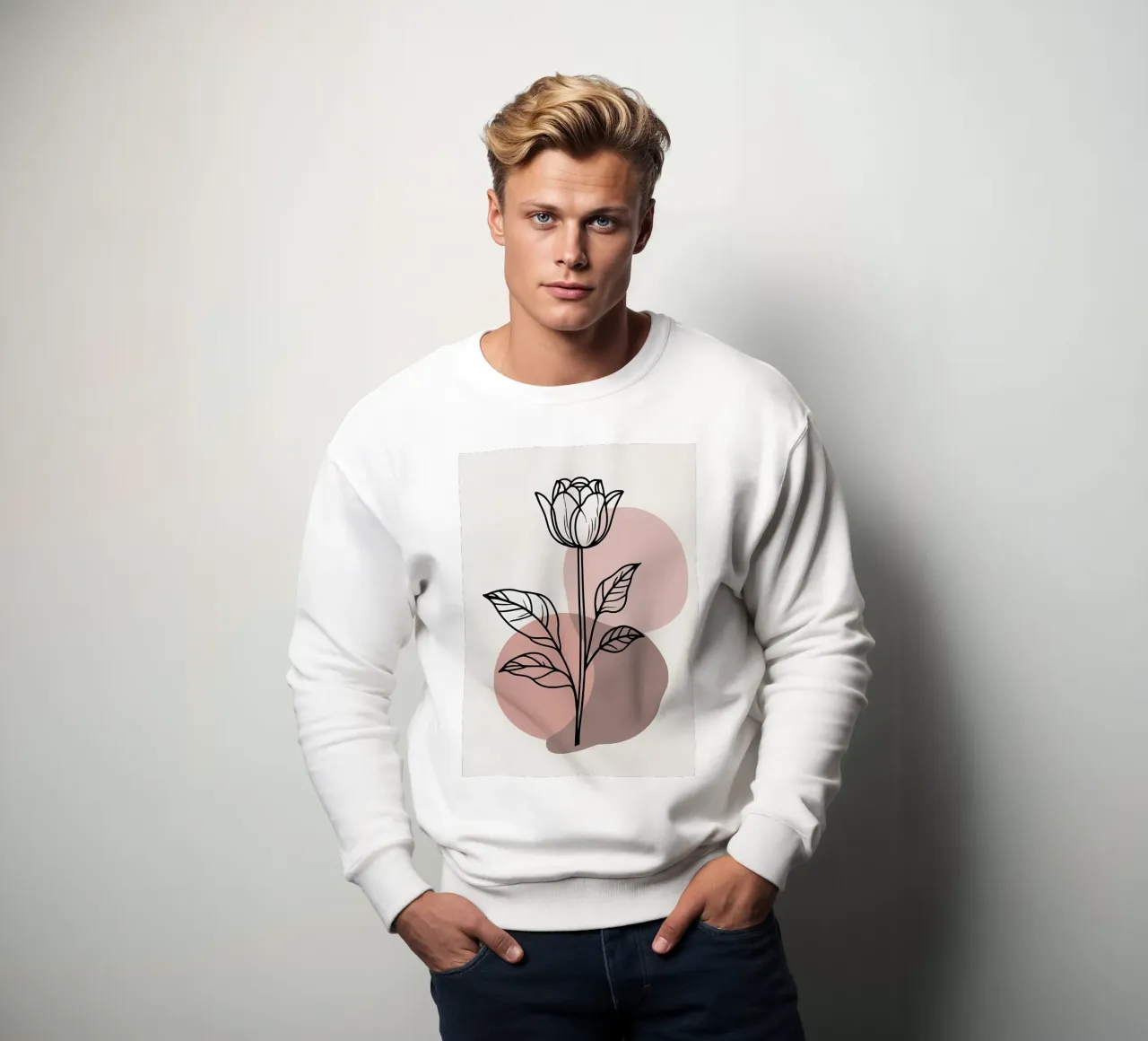 Minimalist Line Art Tulip with Abstract Geometric Shapes sweatshirt by Bloom And Brush