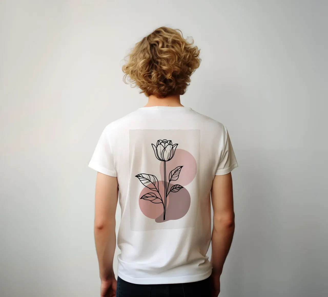 Tulipano minimalista in line art con forme geometriche astratte t-shirt da Bloom And Brush