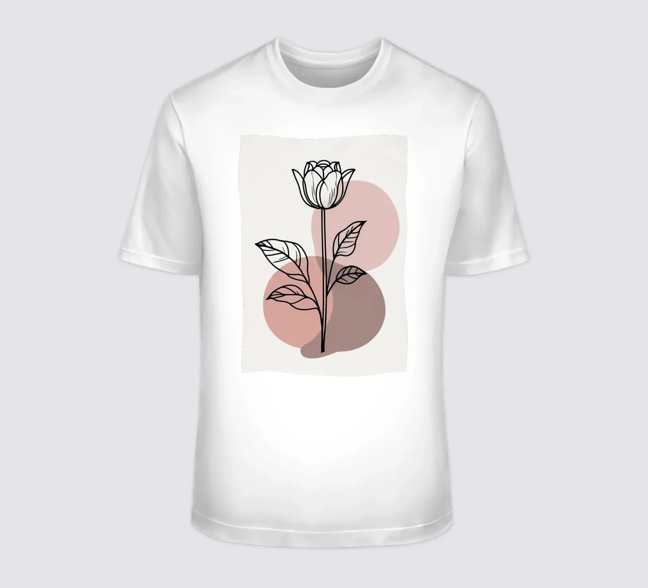 Tulipano minimalista in line art con forme geometriche astratte t-shirt da Bloom And Brush