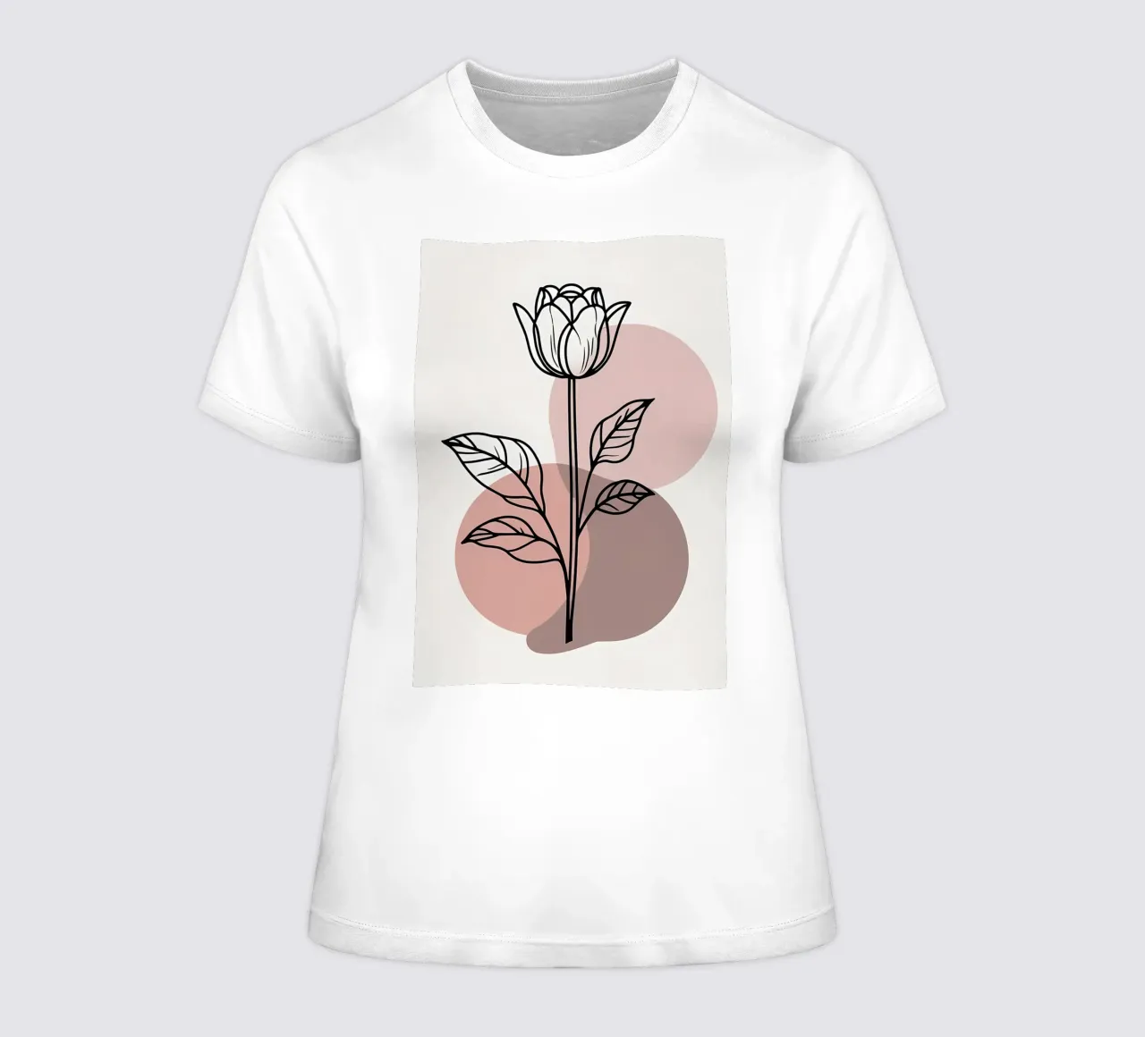 Tulipano minimalista in line art con forme geometriche astratte t-shirt da donna da Bloom And Brush