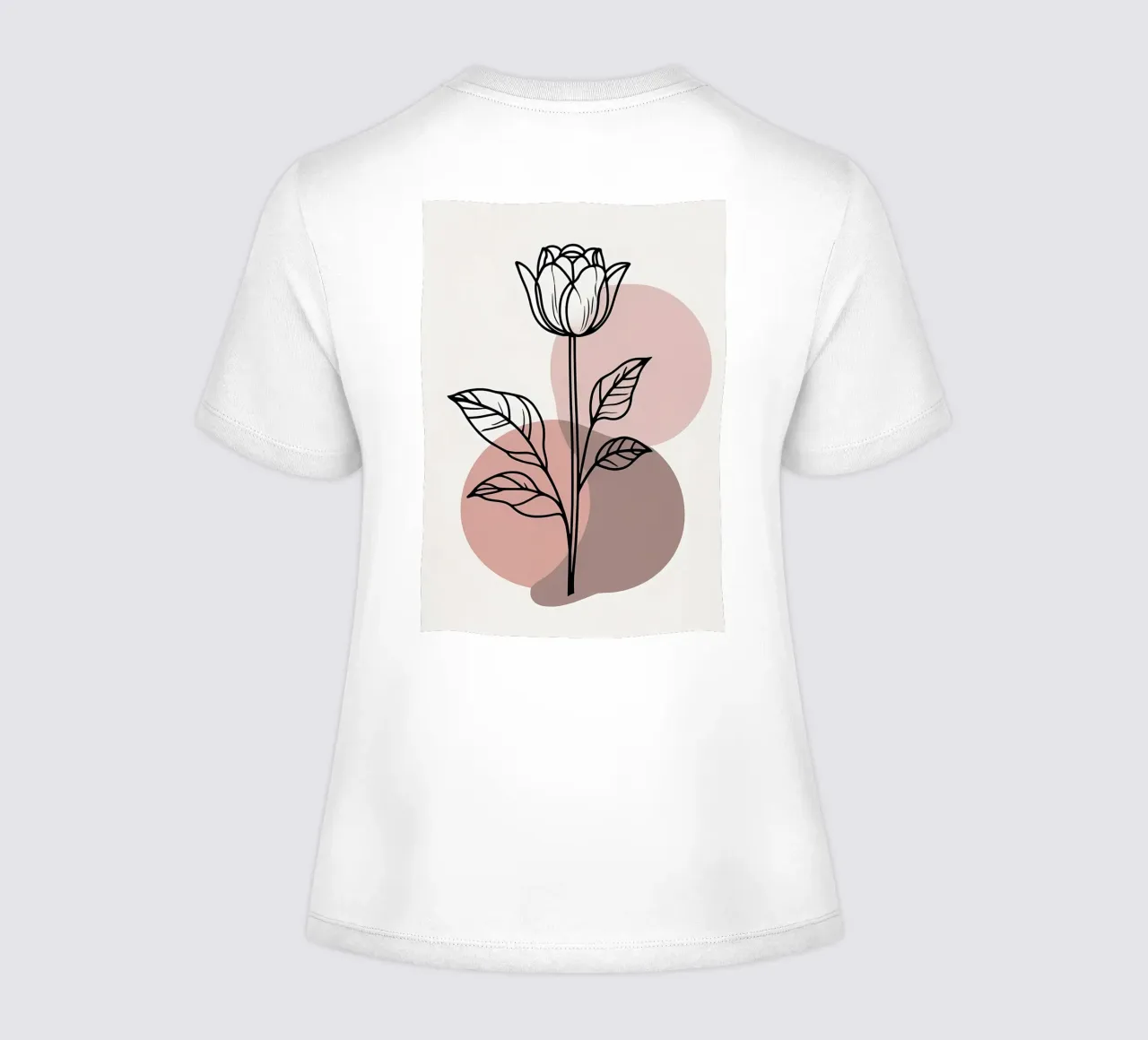 Tulipano minimalista in line art con forme geometriche astratte t-shirt da donna da Bloom And Brush