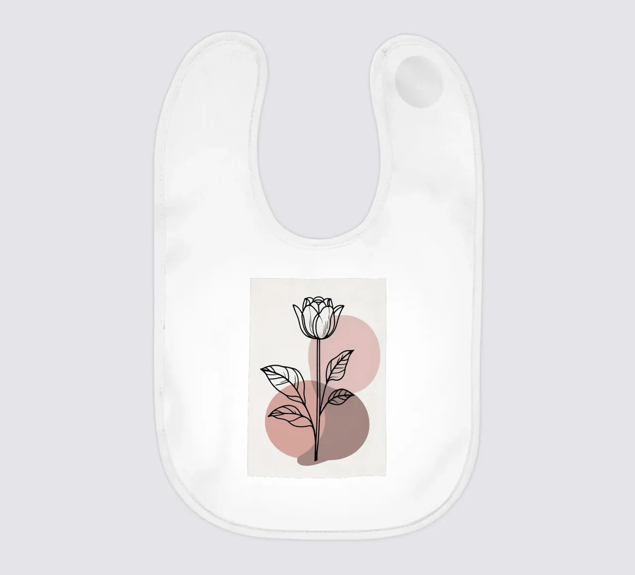 Tulipano minimalista in line art con forme geometriche astratte bavaglino da Bloom And Brush