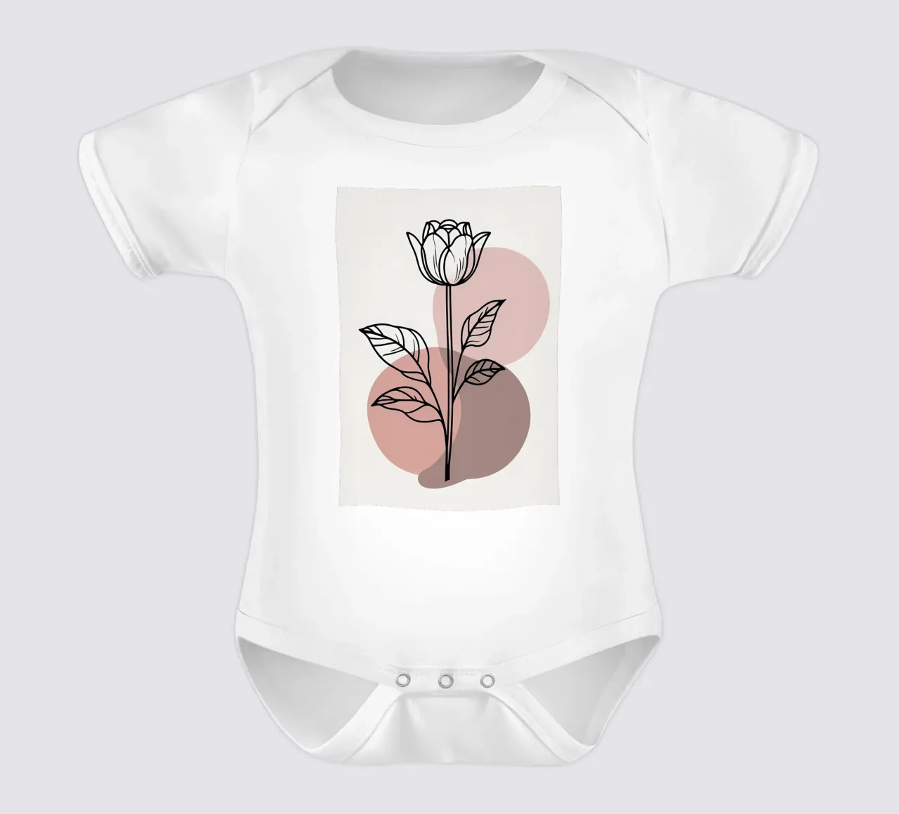 Tulipano minimalista in line art con forme geometriche astratte body neonato maniche corte da Bloom And Brush