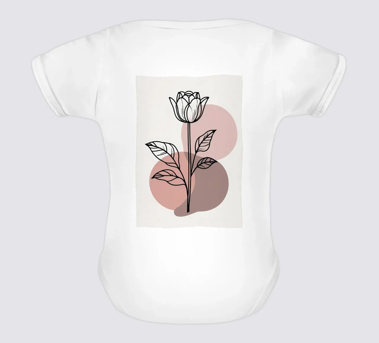 Tulipano minimalista in line art con forme geometriche astratte body neonato maniche corte da Bloom And Brush