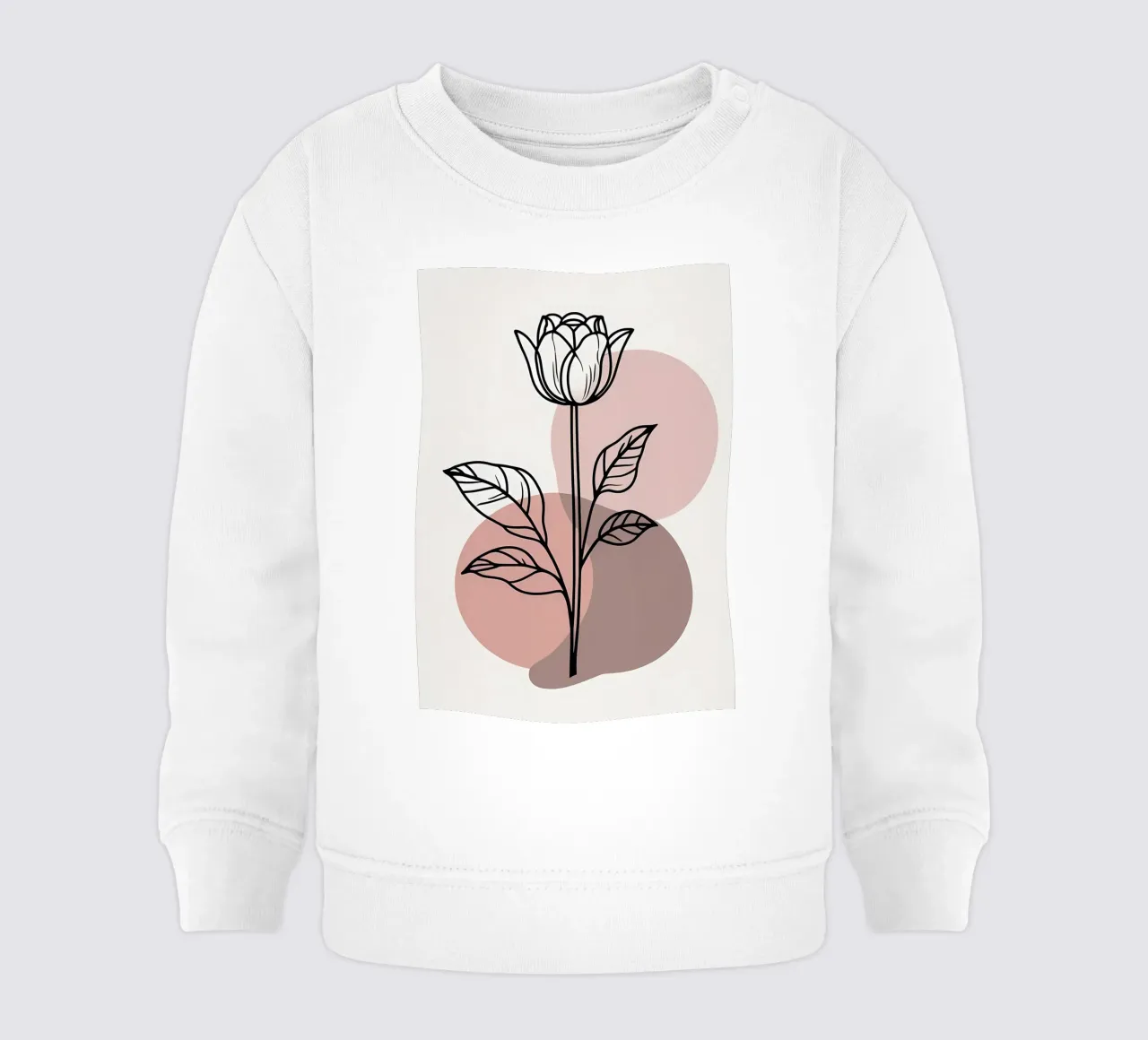 Tulipano minimalista in line art con forme geometriche astratte felpa neonato da Bloom And Brush
