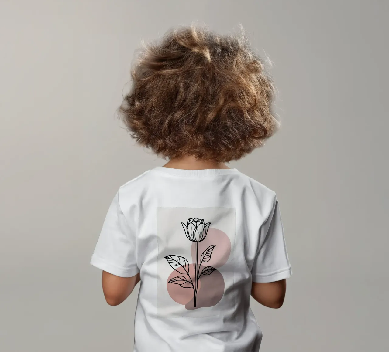 Tulipano minimalista in line art con forme geometriche astratte maglietta neonato da Bloom And Brush