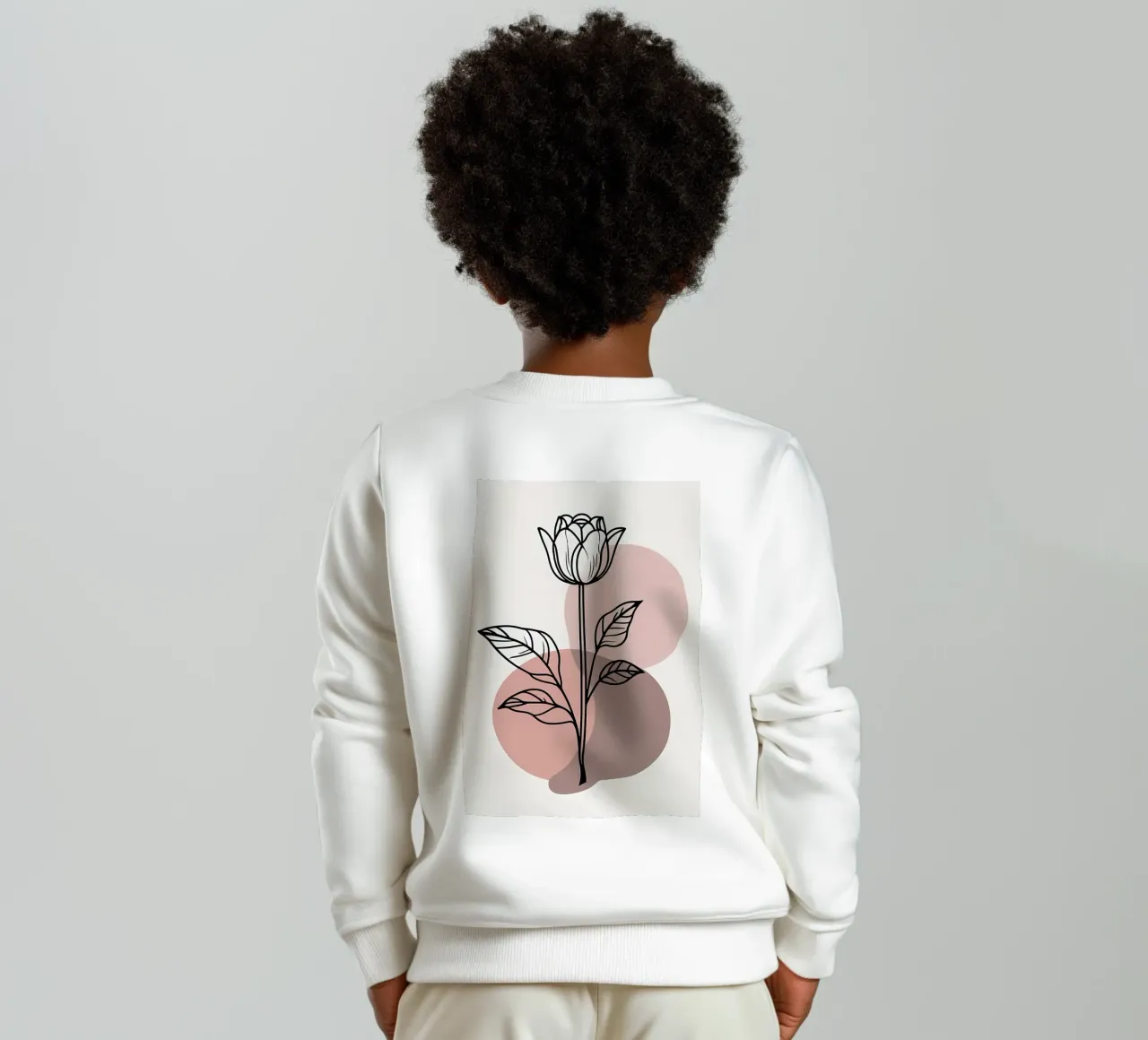 Tulipano minimalista in line art con forme geometriche astratte felpa bambino da Bloom And Brush