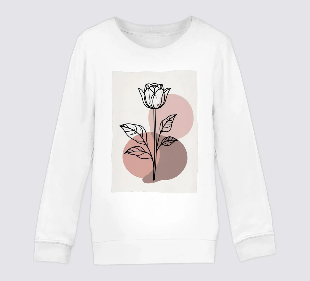 Tulipano minimalista in line art con forme geometriche astratte felpa bambino da Bloom And Brush
