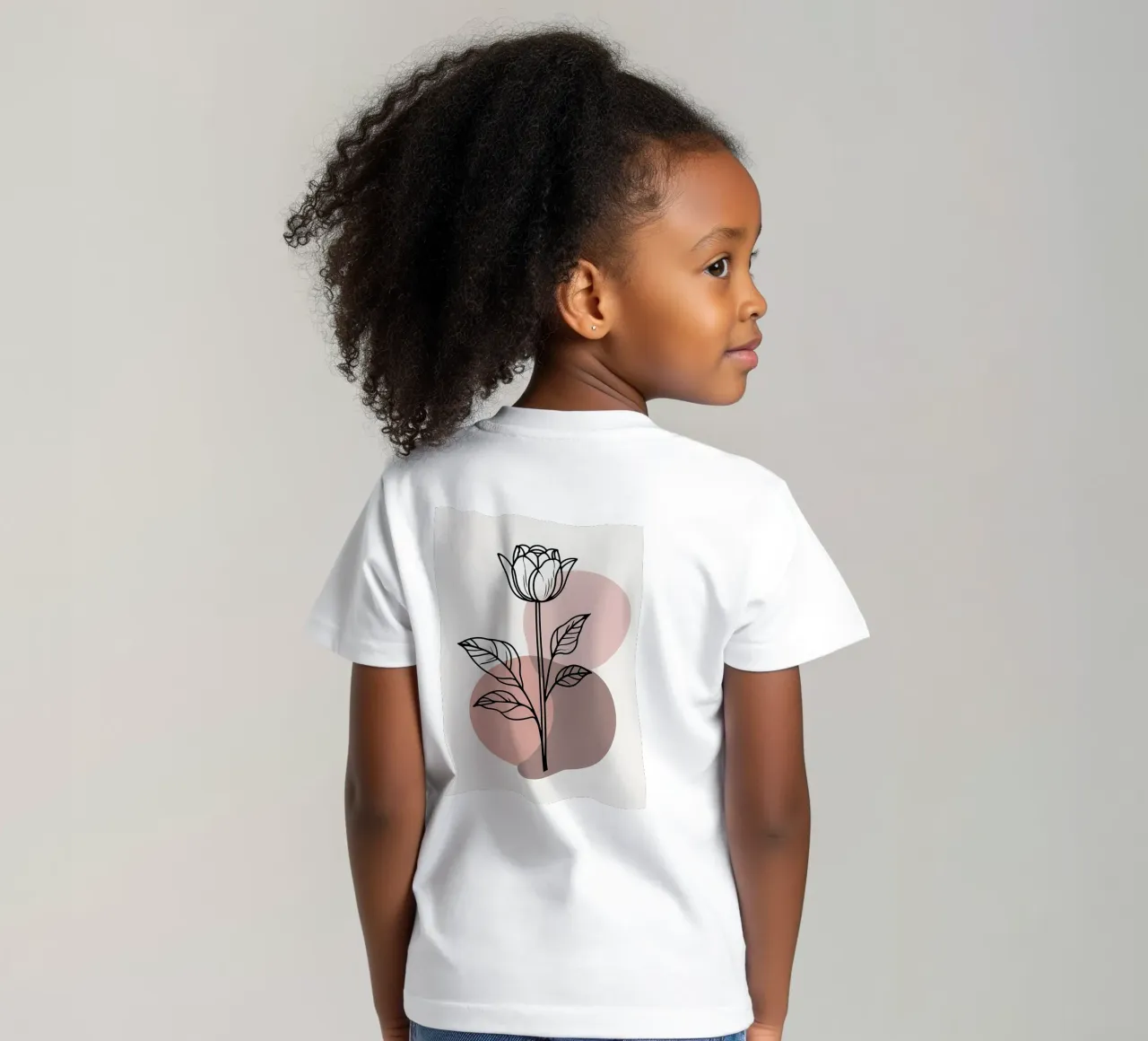 Tulipano minimalista in line art con forme geometriche astratte t-shirt bambini da Bloom And Brush