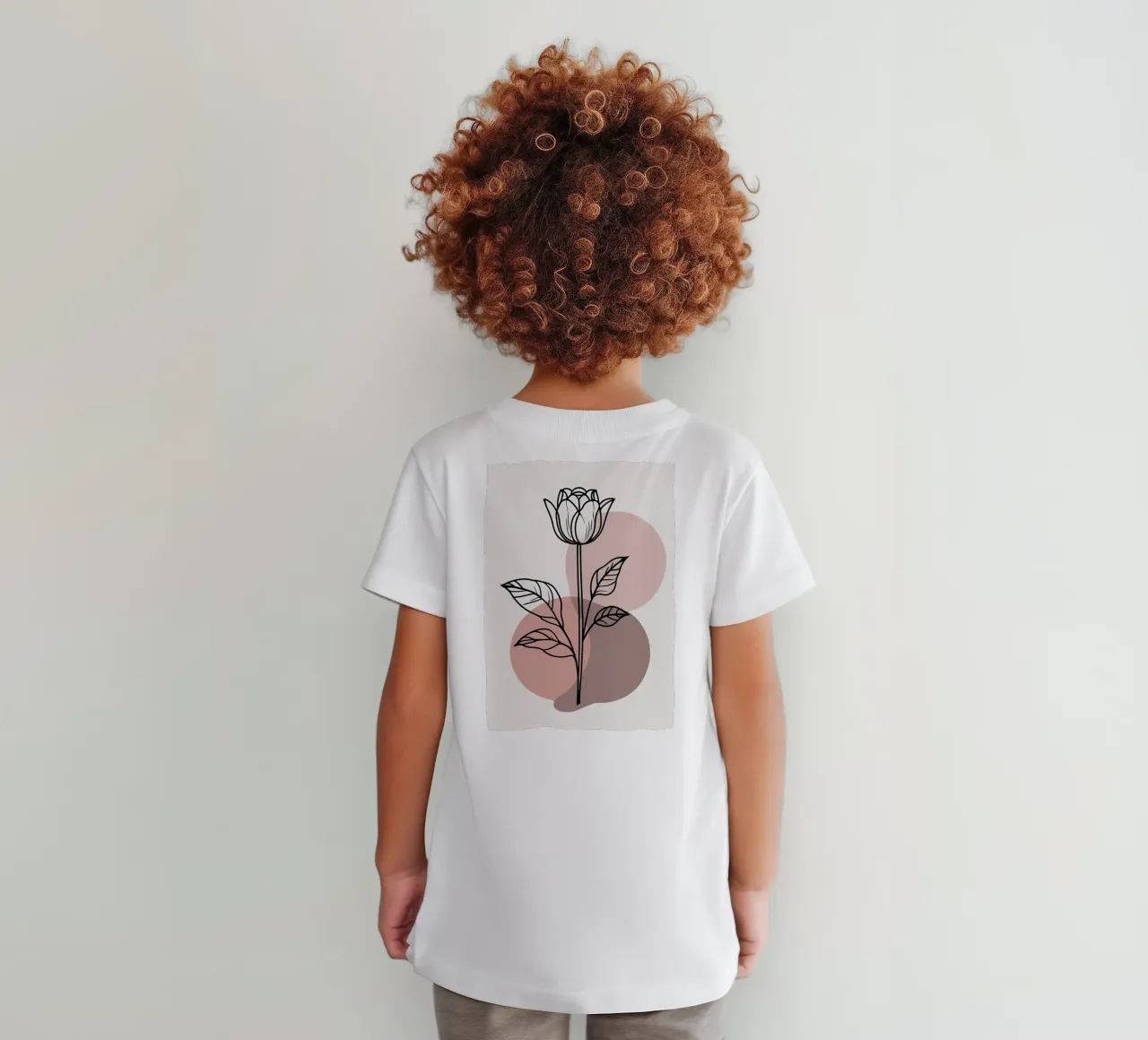 Tulipano minimalista in line art con forme geometriche astratte t-shirt bambini da Bloom And Brush