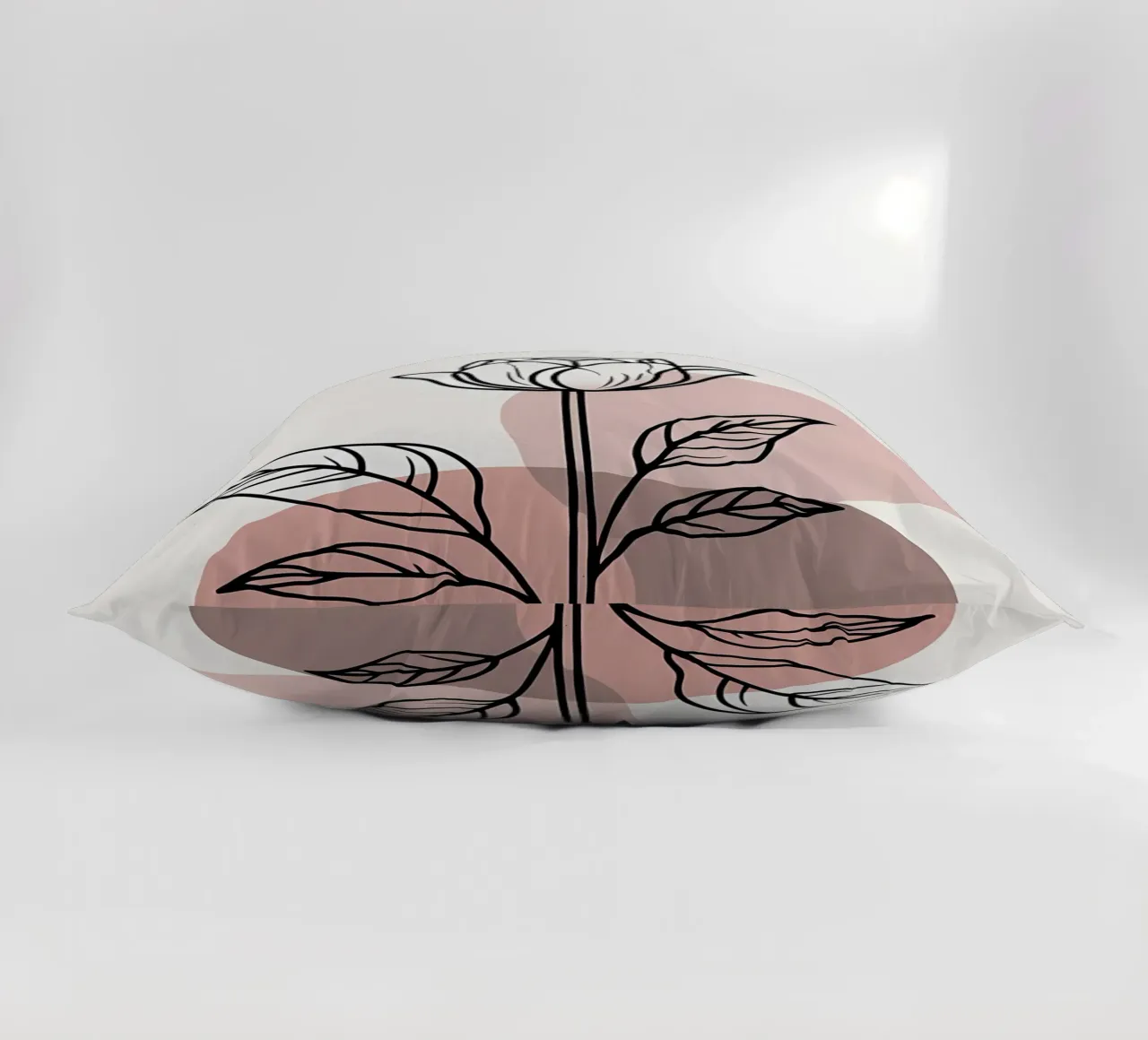 Tulipano minimalista in line art con forme geometriche astratte cuscino da Bloom And Brush