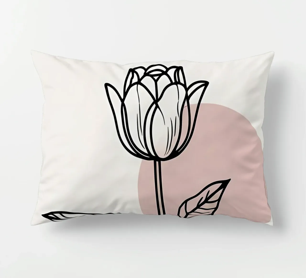 Tulipano minimalista in line art con forme geometriche astratte cuscino da Bloom And Brush