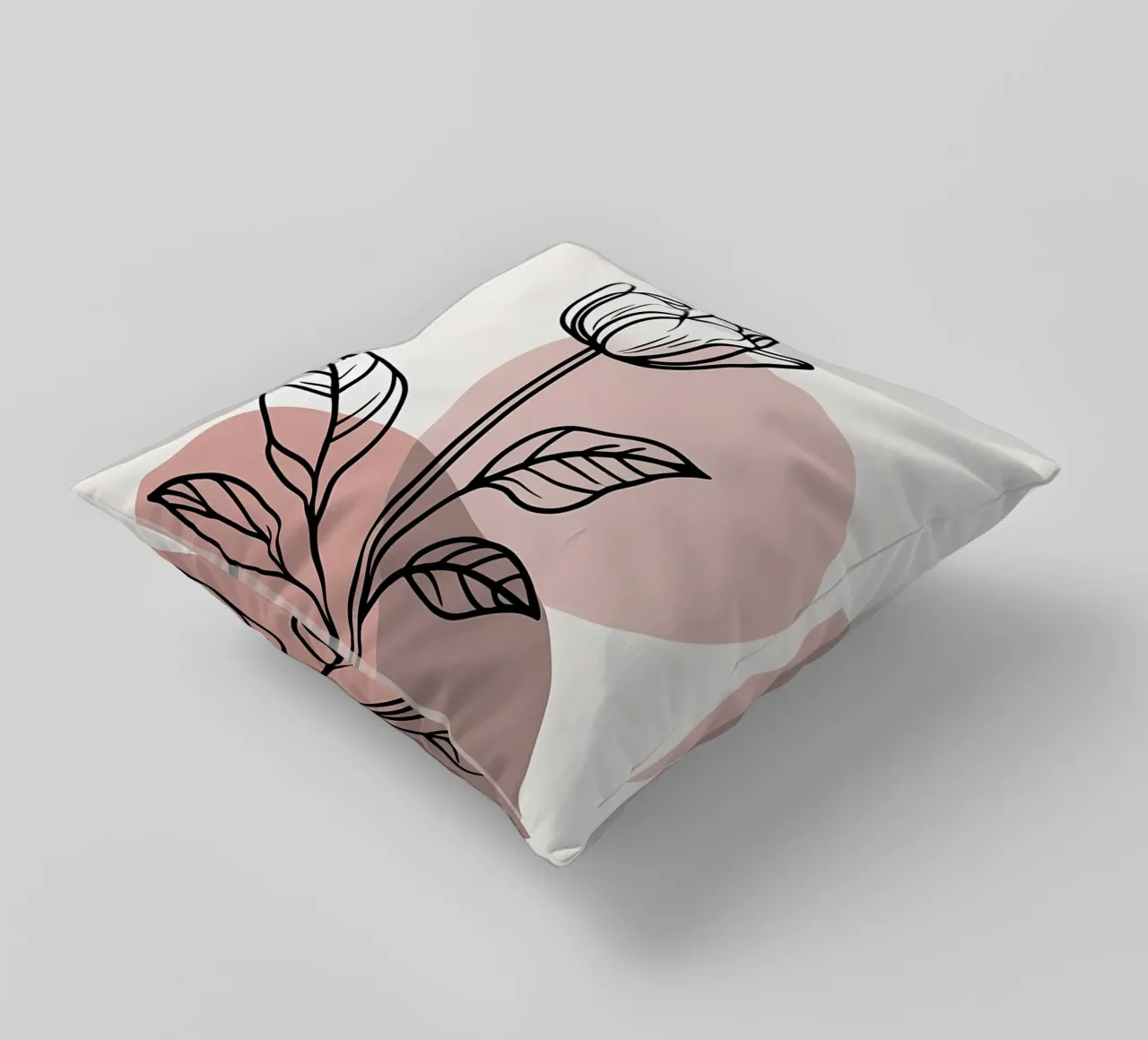 Tulipano minimalista in line art con forme geometriche astratte cuscino da Bloom And Brush