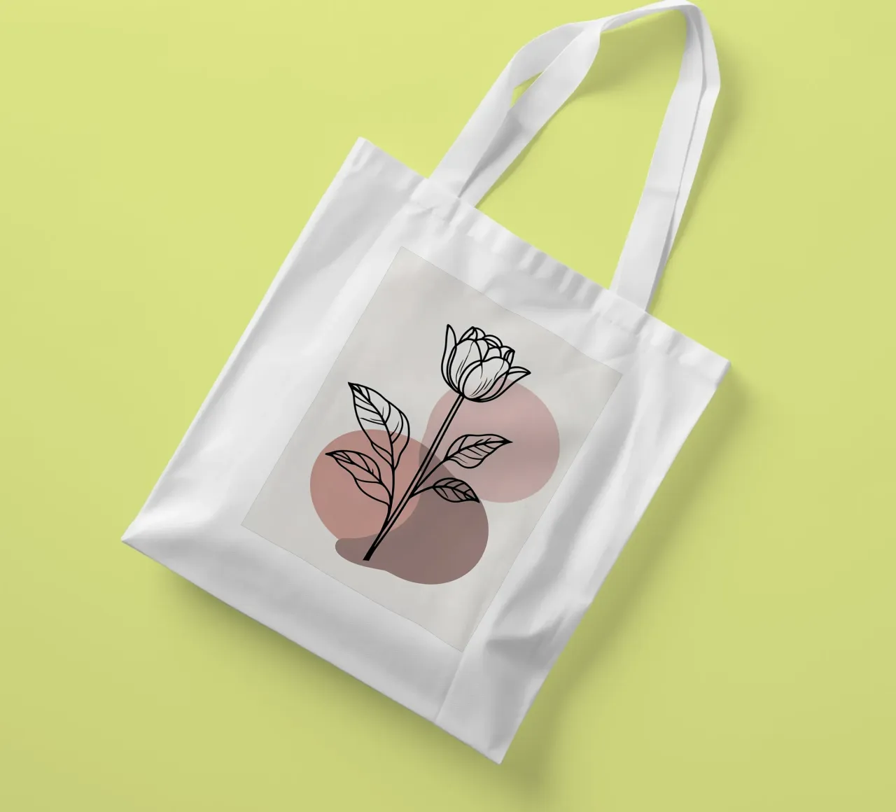 Tulipano minimalista in line art con forme geometriche astratte borsa in juta da Bloom And Brush