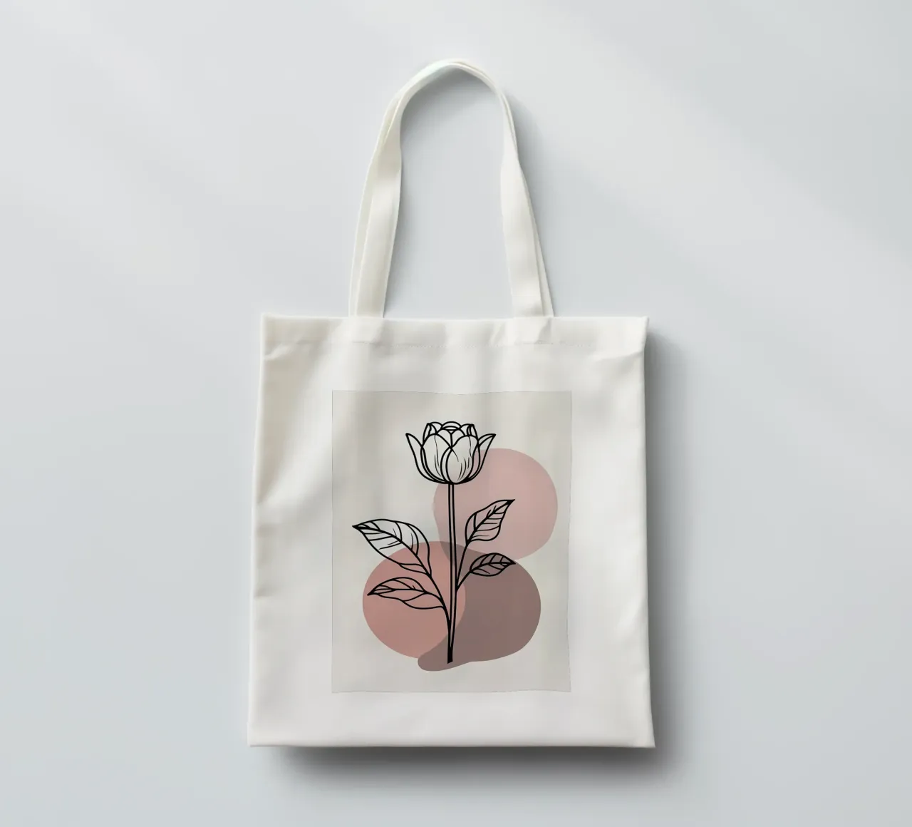 Tulipano minimalista in line art con forme geometriche astratte borsa in juta da Bloom And Brush