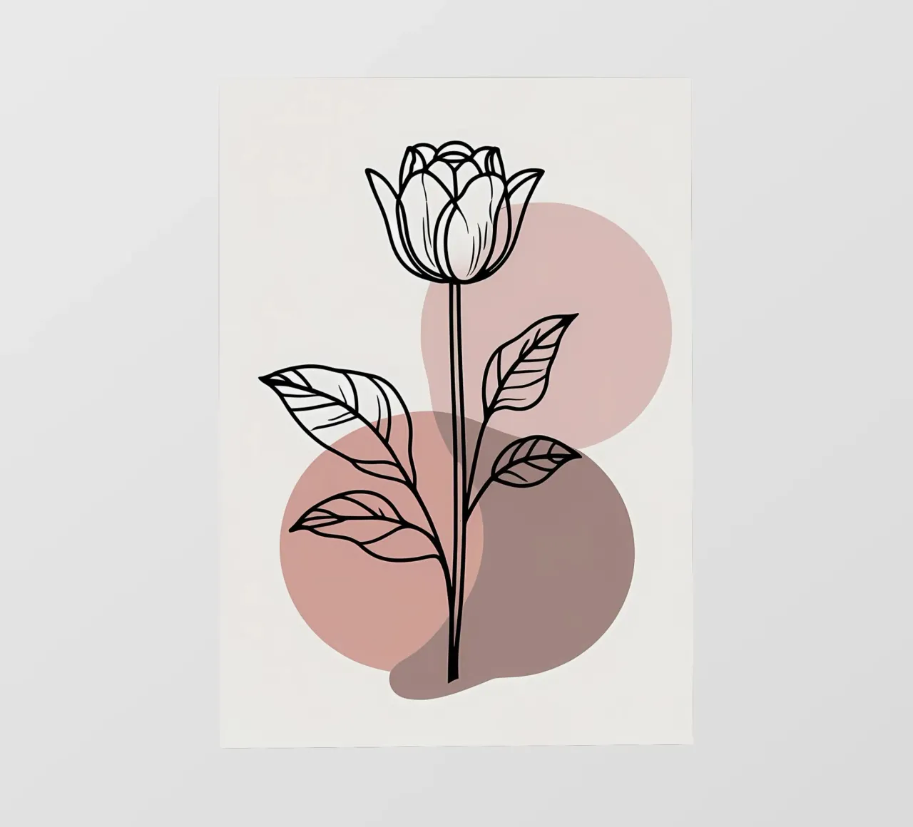Tulipano minimalista in line art con forme geometriche astratte telo in pvc da Bloom And Brush