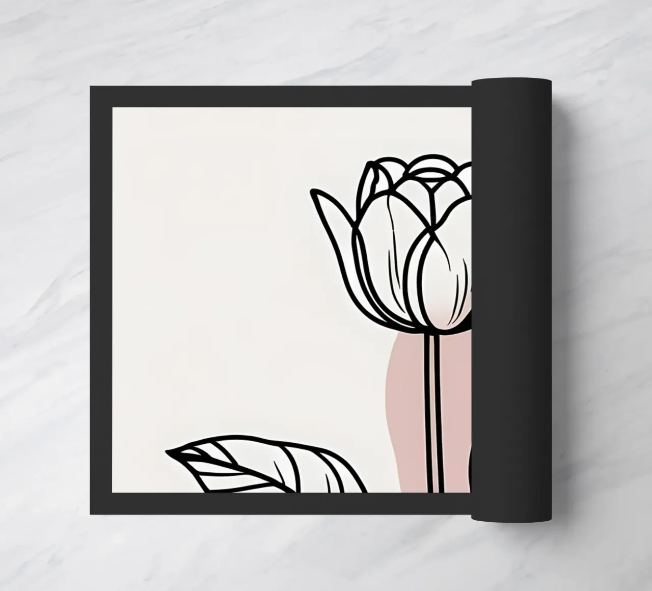 Tulipano minimalista in line art con forme geometriche astratte zerbino da Bloom And Brush