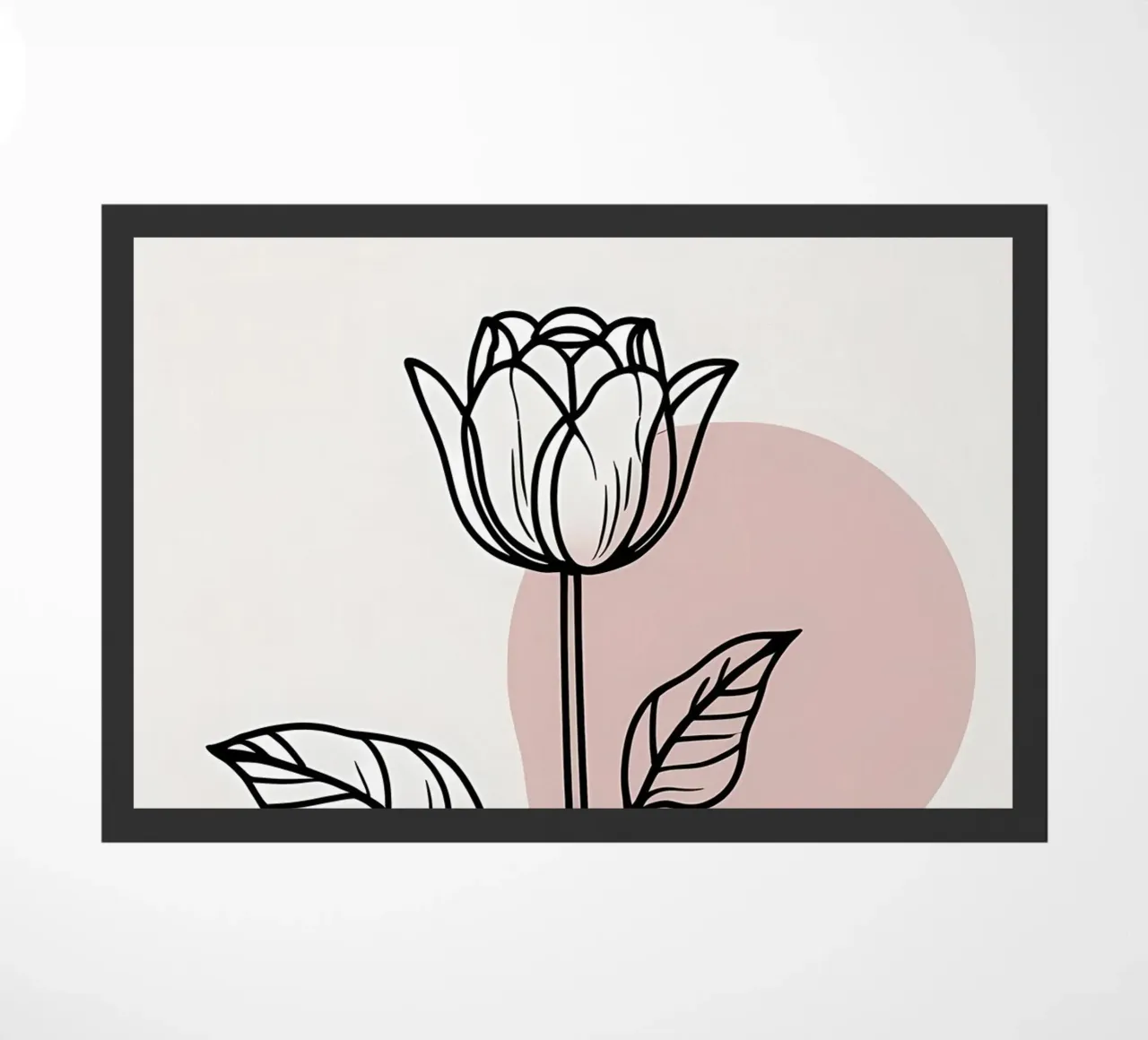 Tulipano minimalista in line art con forme geometriche astratte zerbino da Bloom And Brush