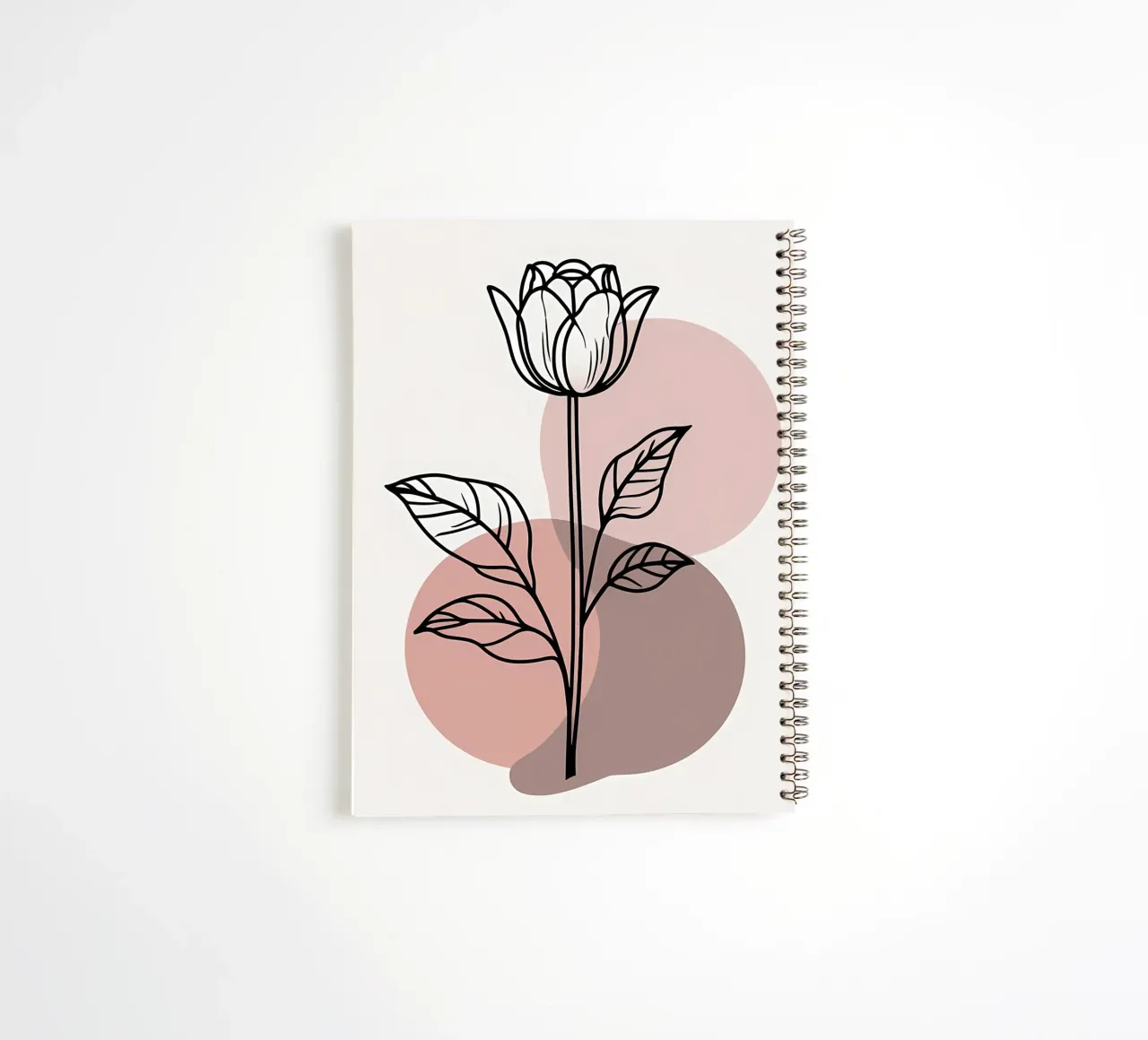 Tulipano minimalista in line art con forme geometriche astratte diario ad anelli da Bloom And Brush