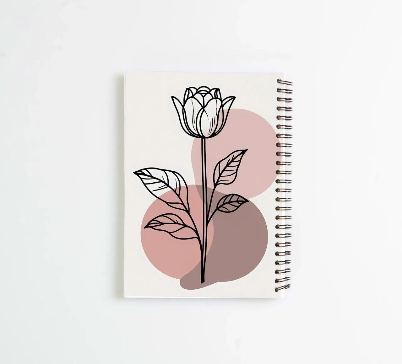 Tulipano minimalista in line art con forme geometriche astratte diario ad anelli da Bloom And Brush