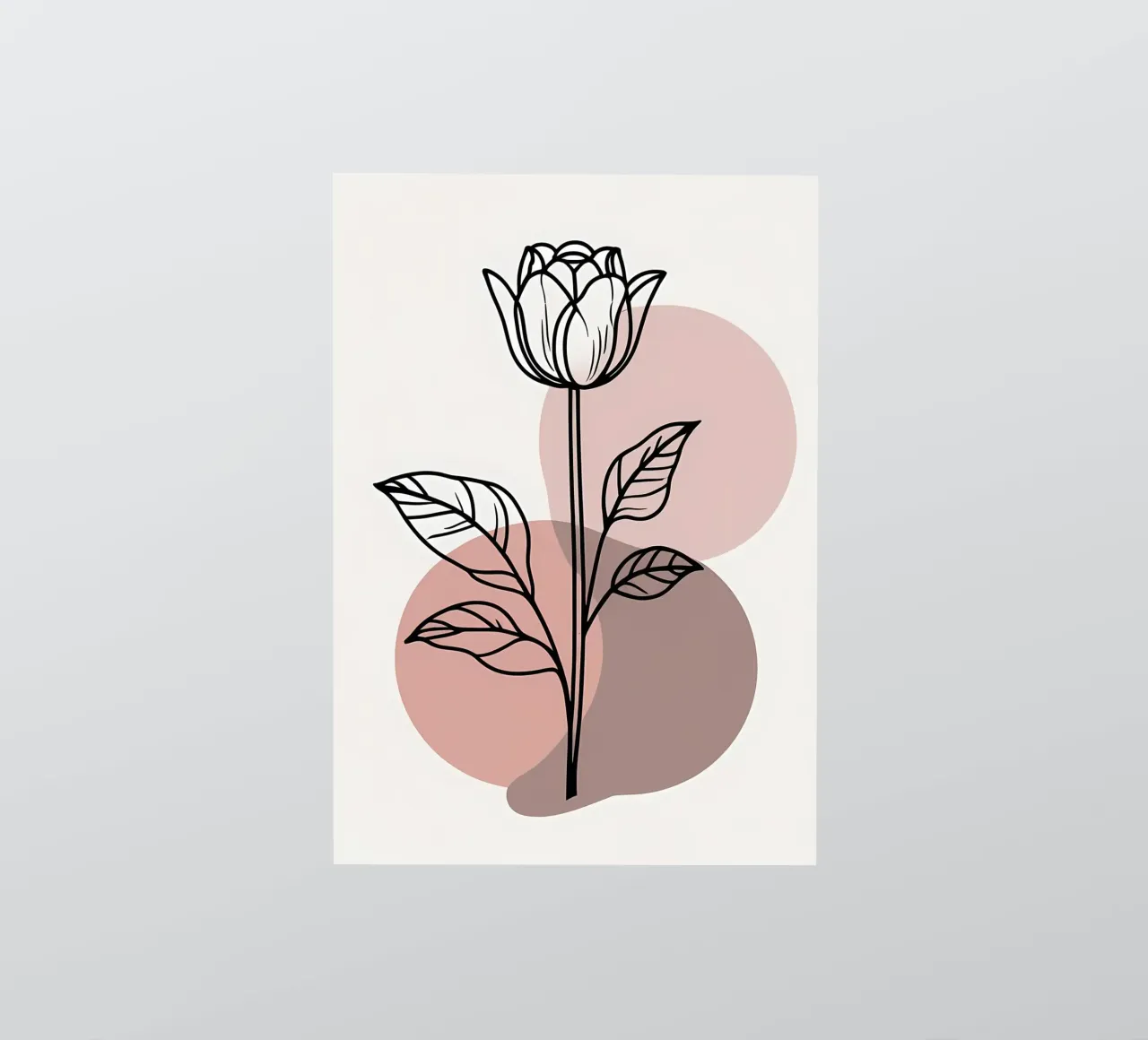 Tulipano minimalista in line art con forme geometriche astratte adesivo da Bloom And Brush