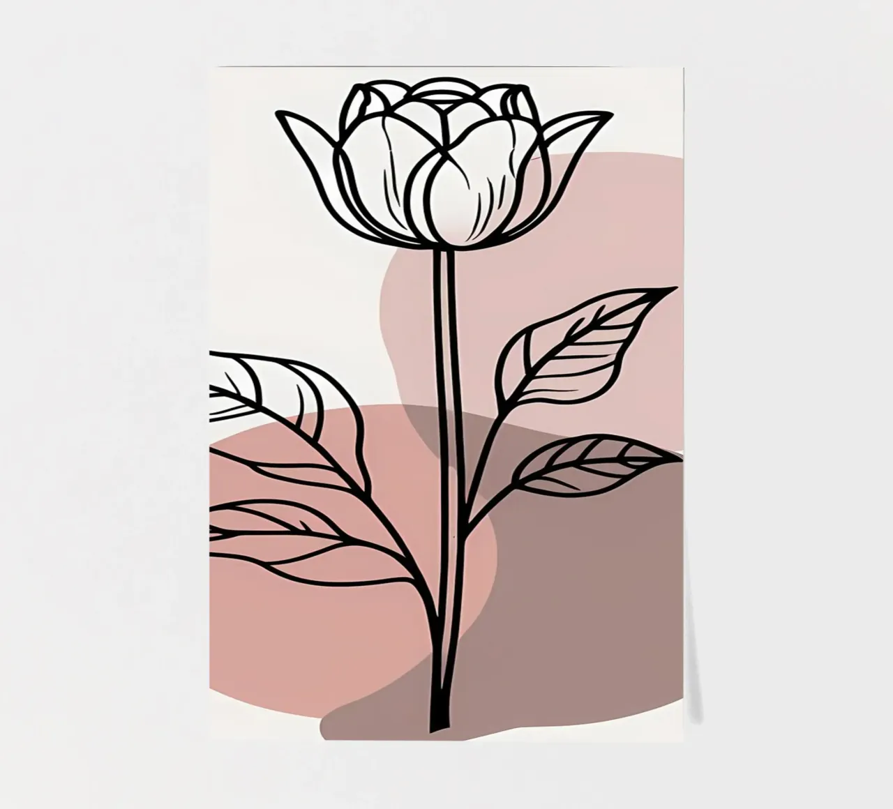 Tulipano minimalista in line art con forme geometriche astratte foglio adesivo da Bloom And Brush