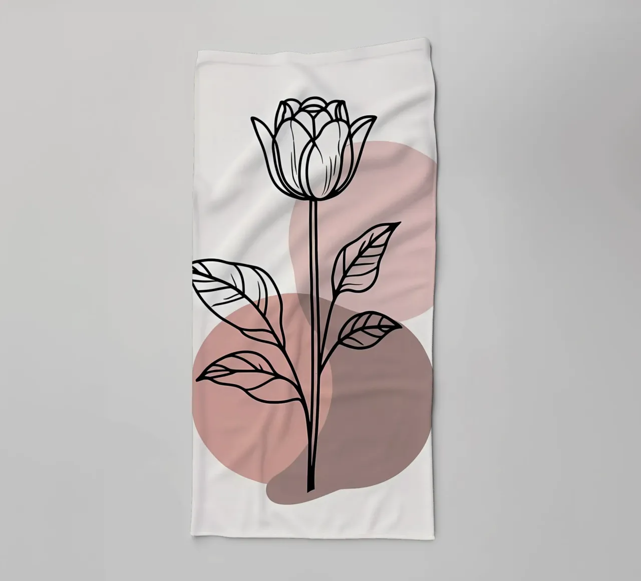 Minimalist Line Art Tulip with Abstract Geometric Shapes towel by Bloom And Brush