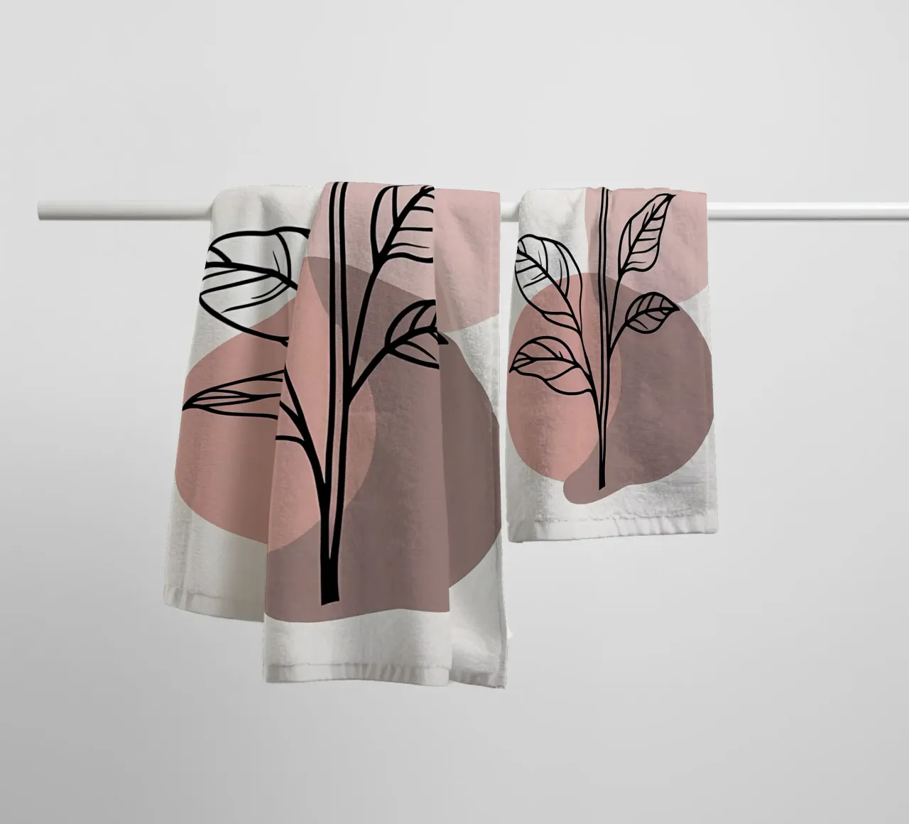 Minimalist Line Art Tulip with Abstract Geometric Shapes towel by Bloom And Brush