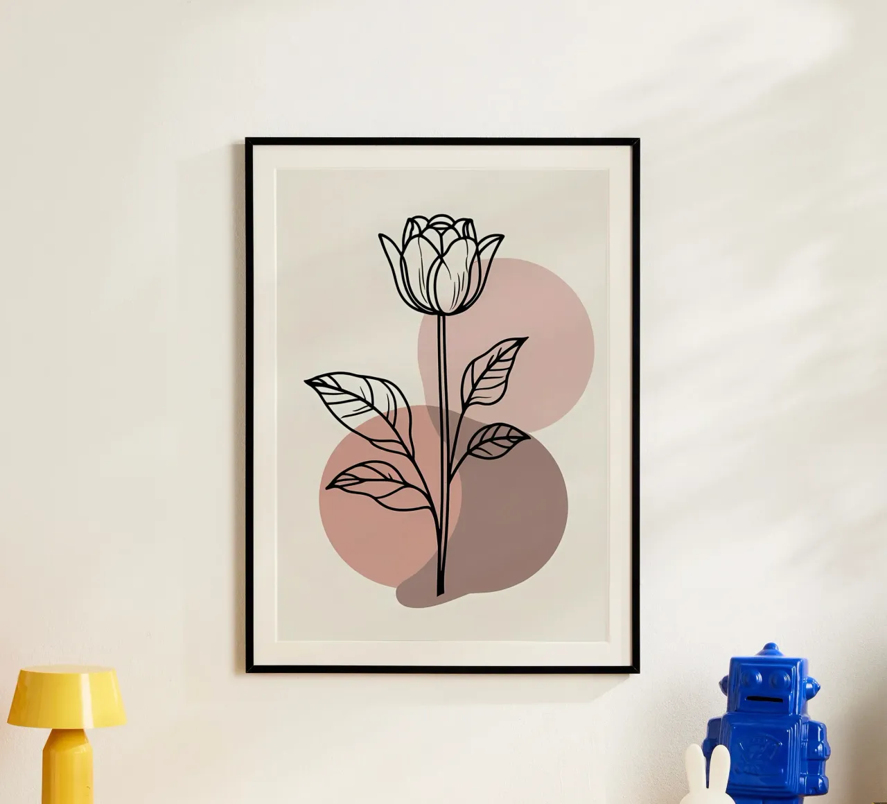 Minimalist Line Art Tulip with Abstract Geometric Shapes hahnemühle by Bloom And Brush