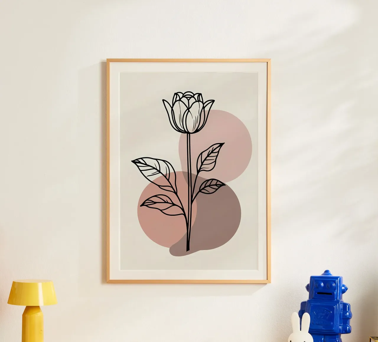 Minimalist Line Art Tulip with Abstract Geometric Shapes hahnemühle by Bloom And Brush