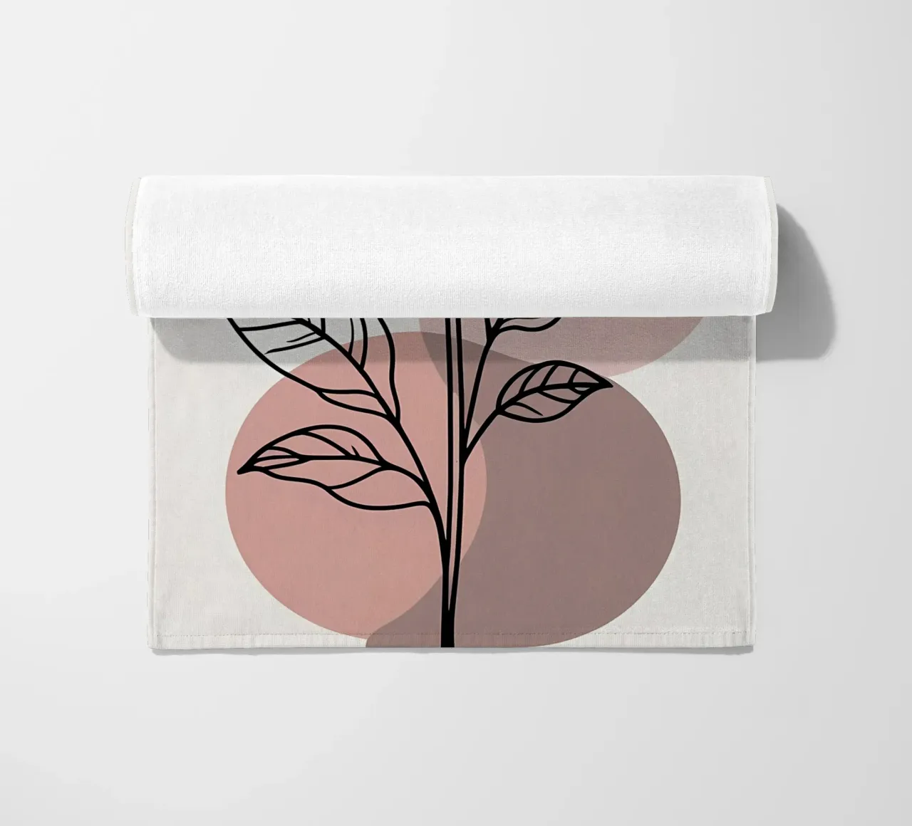 Tulipano minimalista in line art con forme geometriche astratte telo mare da Bloom And Brush