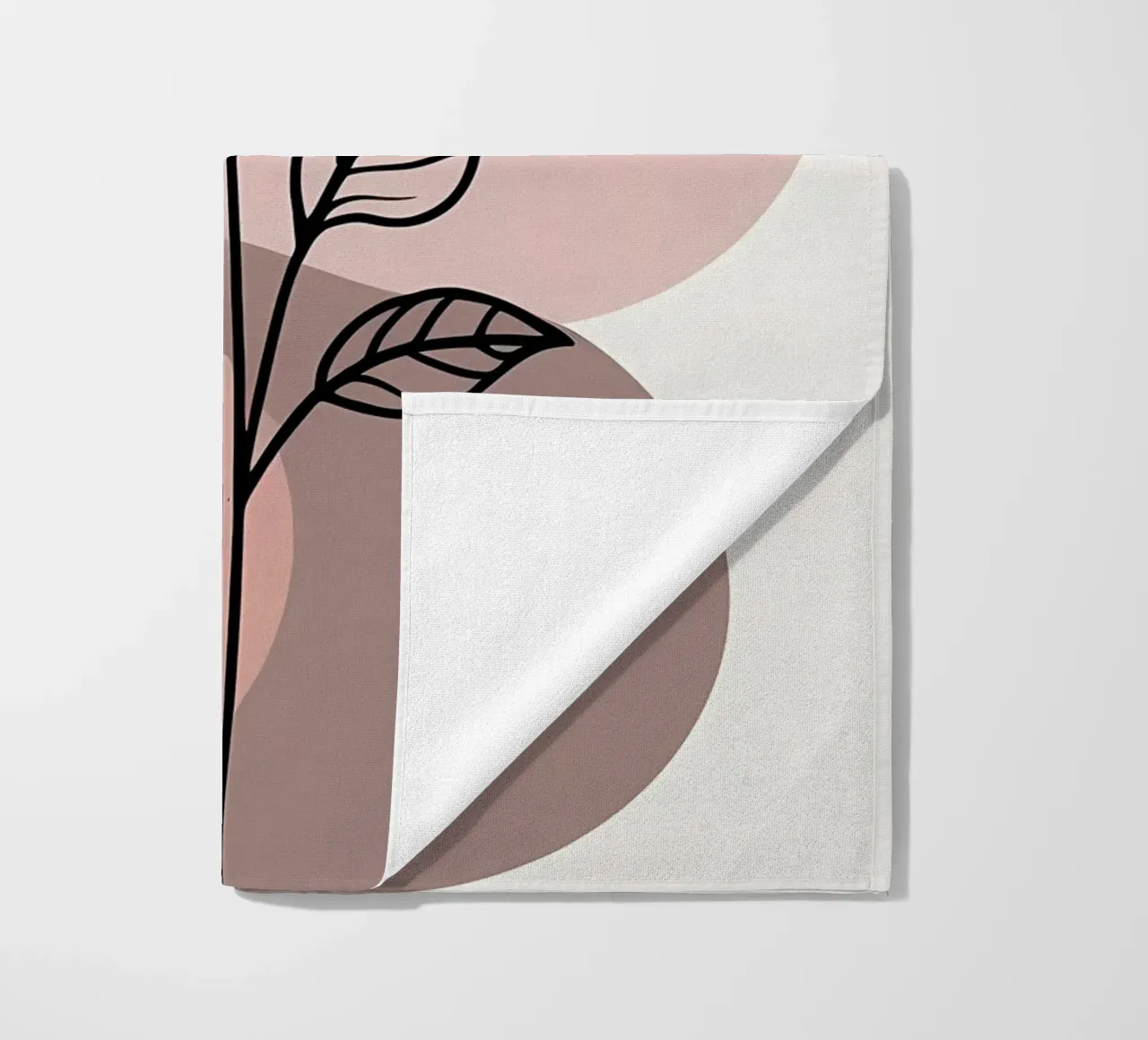 Tulipano minimalista in line art con forme geometriche astratte telo mare da Bloom And Brush
