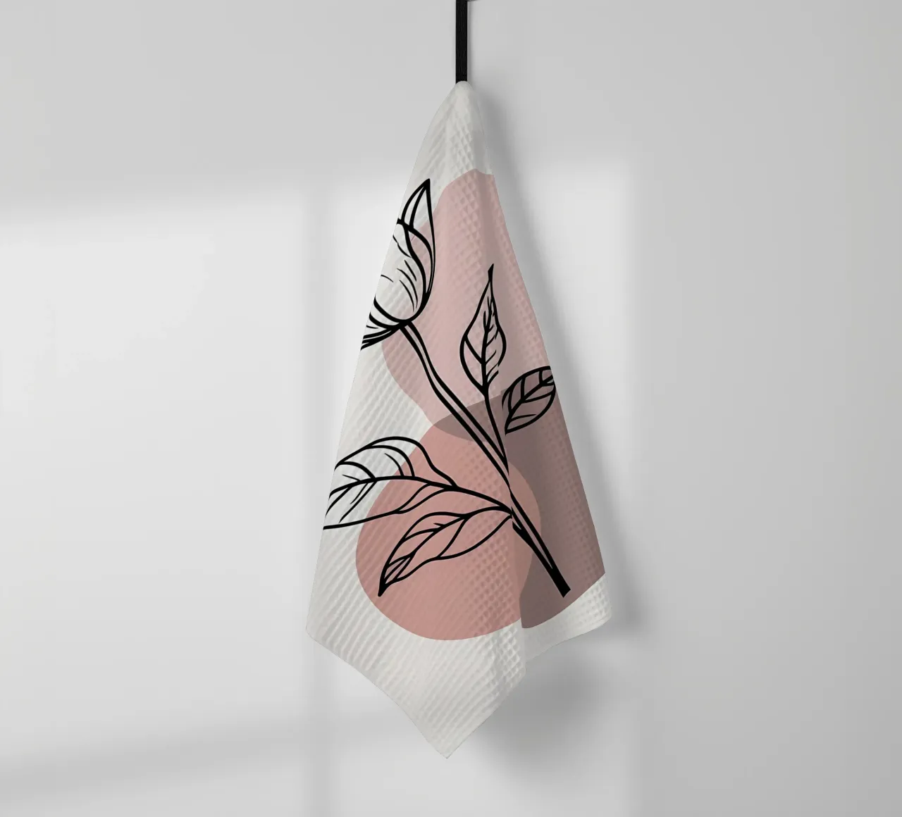 Minimalist Line Art Tulip with Abstract Geometric Shapes tea towel by Bloom And Brush