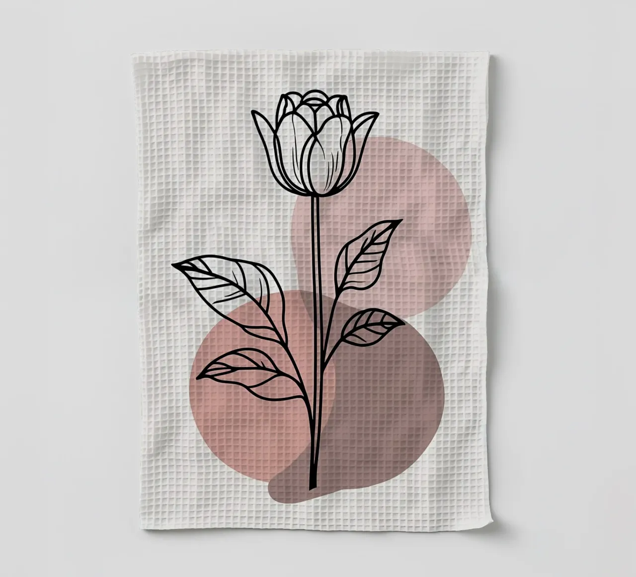 Minimalist Line Art Tulip with Abstract Geometric Shapes tea towel by Bloom And Brush