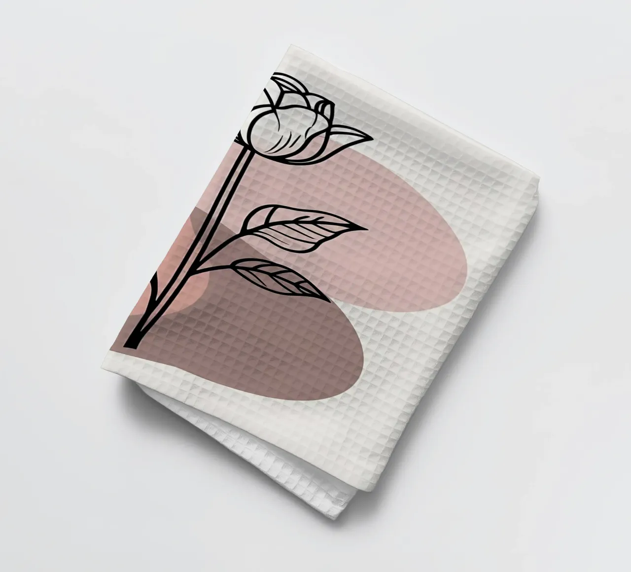Minimalist Line Art Tulip with Abstract Geometric Shapes tea towel by Bloom And Brush