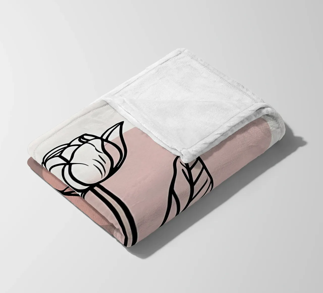 Minimalist Line Art Tulip with Abstract Geometric Shapes fleece blanket by Bloom And Brush