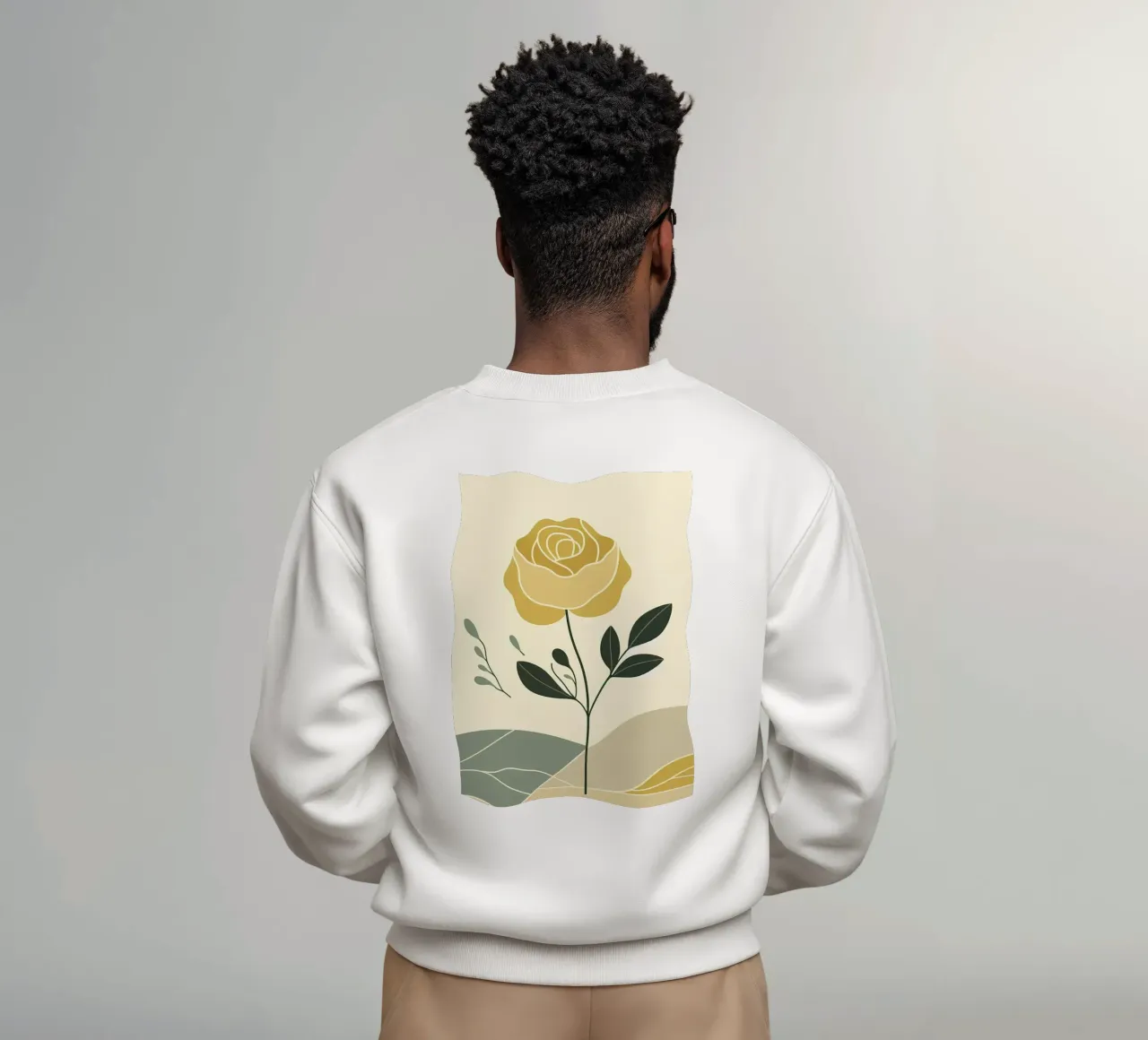 Dessin au trait minimaliste d'une rose jaune sweat de Bloom And Brush