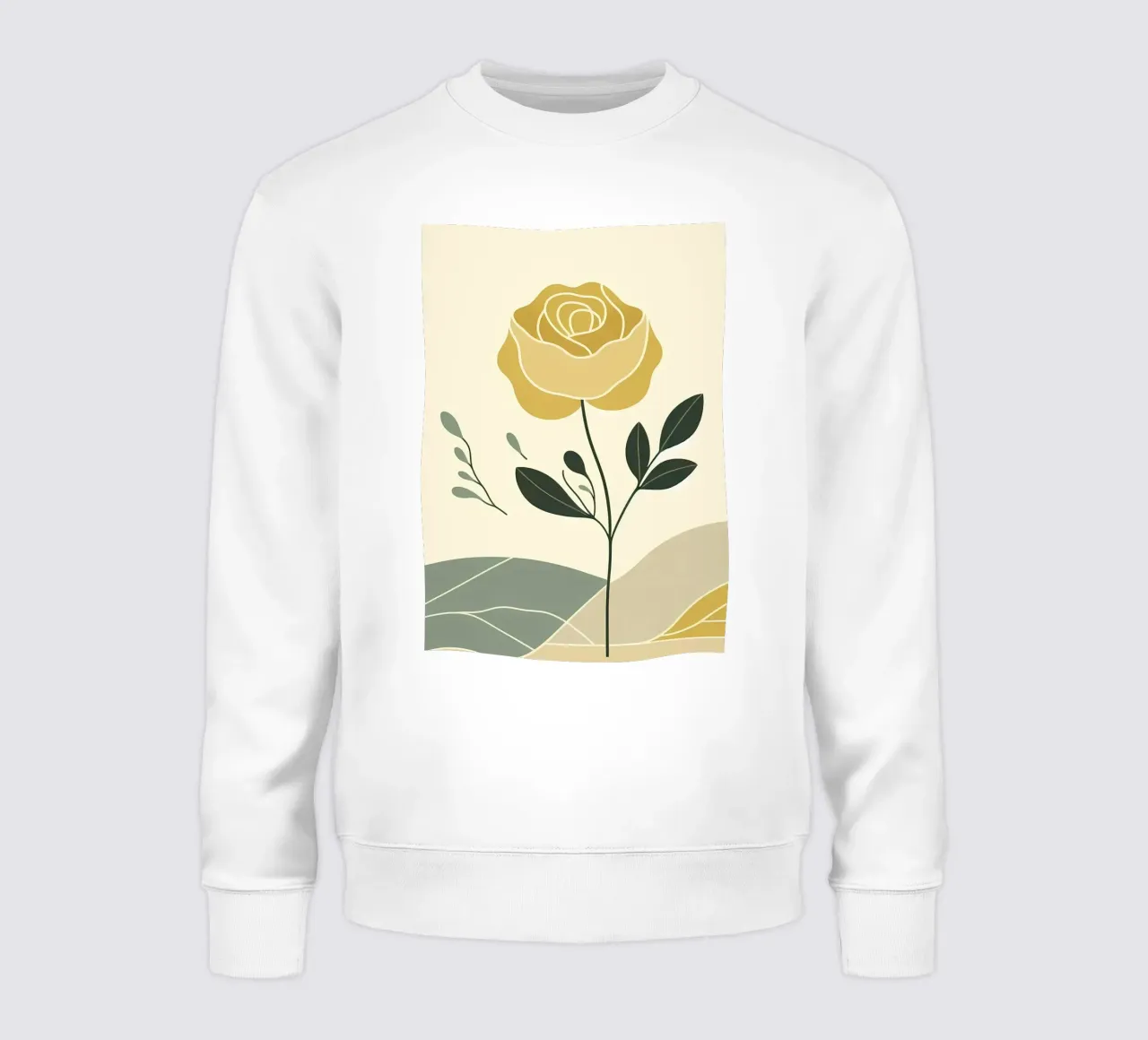 Dessin au trait minimaliste d'une rose jaune sweat de Bloom And Brush