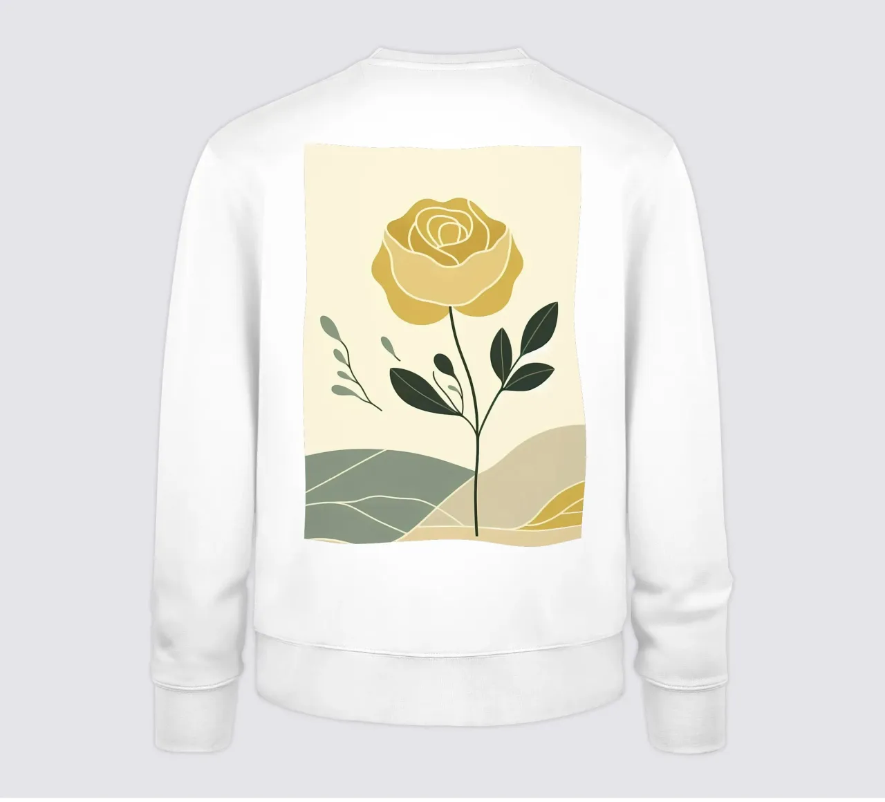 Dessin au trait minimaliste d'une rose jaune sweat de Bloom And Brush