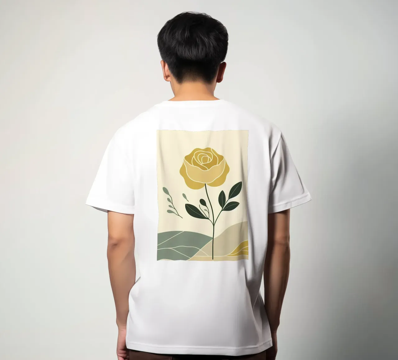 Dessin au trait minimaliste d'une rose jaune t-shirt de Bloom And Brush